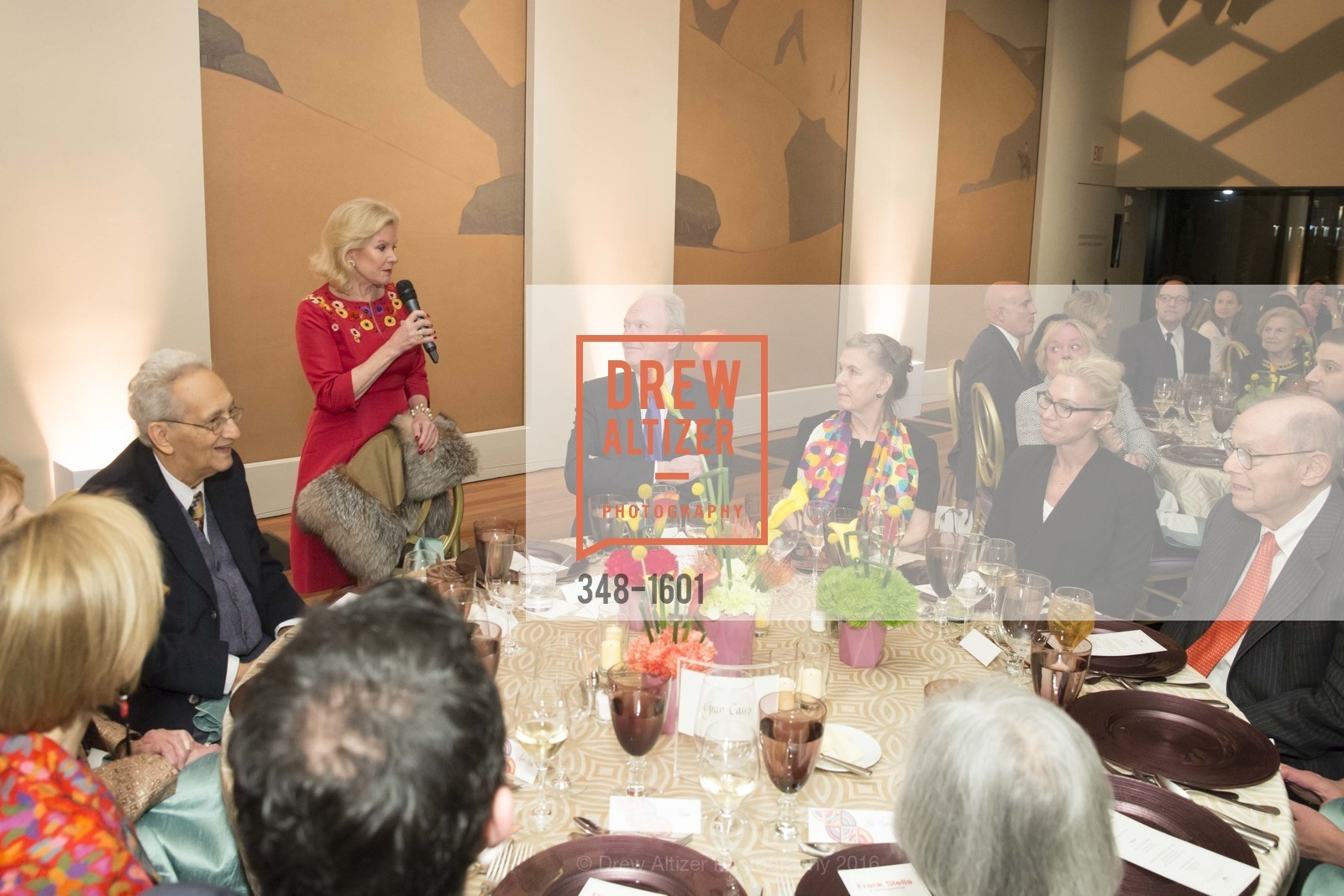Frank Stella, Dede Wilsey, Dinner with Frank Stella at the de Young, de Young Museum. 2525 Van Ness St, November 16th, 2016, Photo #348-1601 Frank Stella, Dede Wilsey, Photo #348-1601