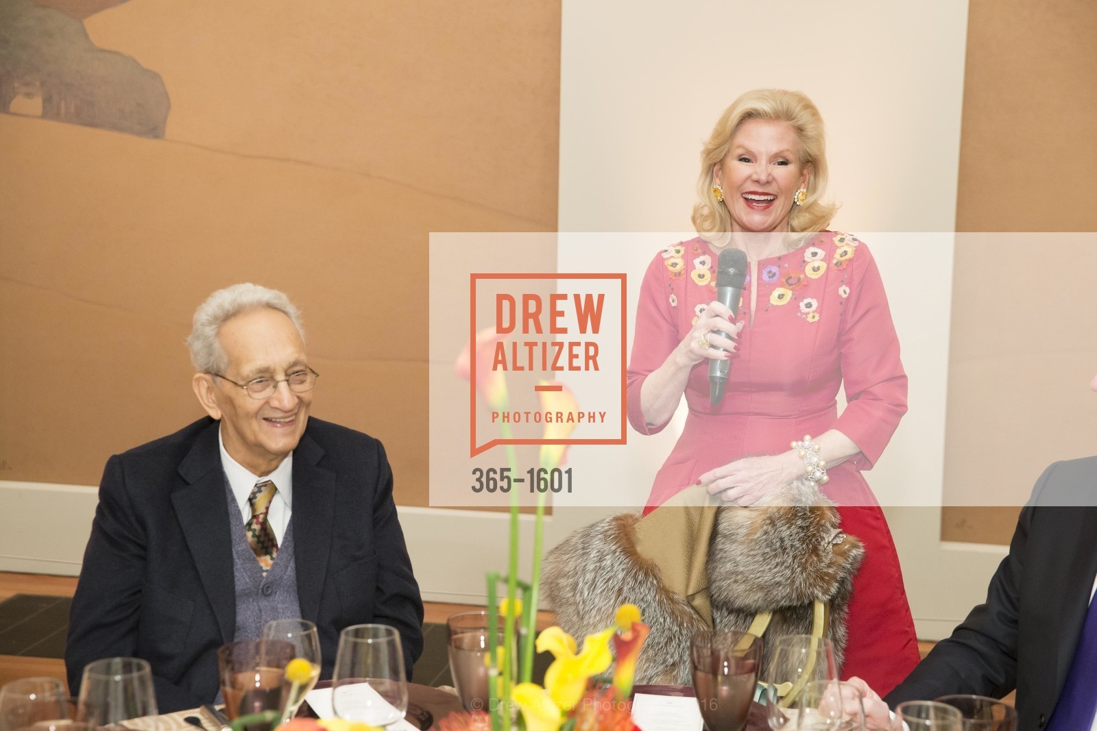 Frank Stella, Dede Wilsey, Dinner with Frank Stella at the de Young, de Young Museum. 2525 Van Ness St, November 16th, 2016, Photo #365-1601 Frank Stella, Dede Wilsey, Photo #365-1601