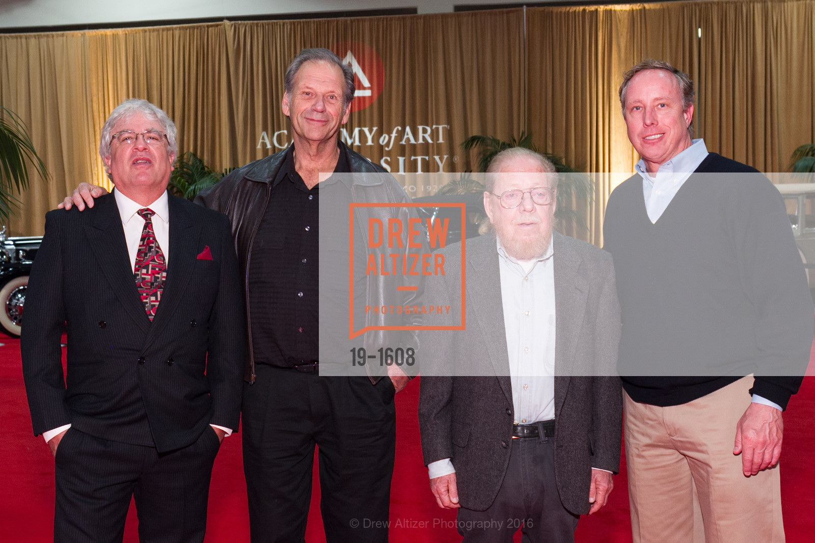 James Douglas, Wards Walter, Don Barnes, Scott Bialous, Academy of Art University SF Auto Show Reception, Moscone Center, South Hall. 747 Howard St, November 18th, 2016, Photo #19-1608 James Douglas, Wards Walter, Don Barnes, Scott Bialous, Photo #19-1608