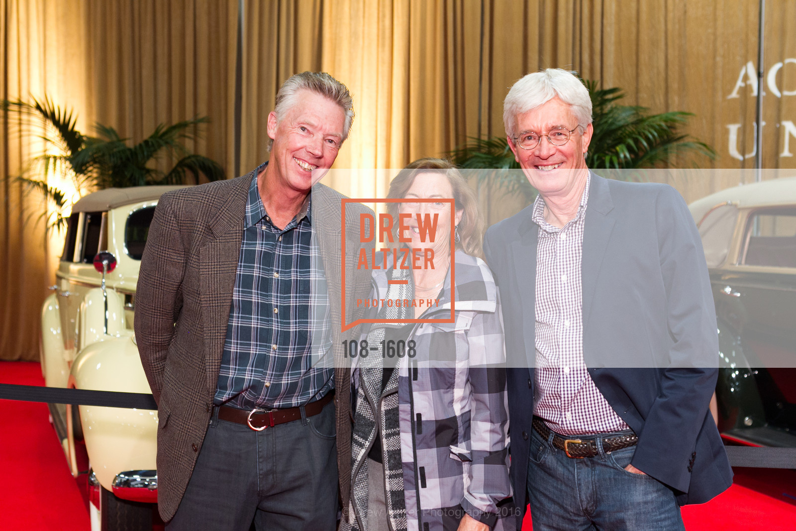 Paul Cowley, Leslie Cowley, Alan Spencer, Academy of Art University SF Auto Show Reception, Moscone Center, South Hall. 747 Howard St, November 18th, 2016, Photo #108-1608 Paul Cowley, Leslie Cowley, Alan Spencer, Photo #108-1608