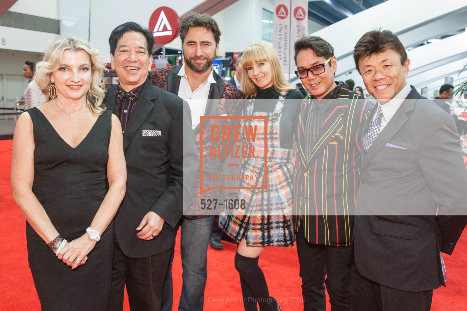 Linda Ring, Ken Hamai, Ward Osborne, Shannyn Bessoni, Lawrence Wong, Fred Dea, Academy of Art University SF Auto Show Reception, Moscone Center, South Hall. 747 Howard St, November 18th, 2016, Photo #527-1608 Linda Ring, Ken Hamai, Ward Osborne, Shannyn Bessoni, Lawrence Wong, Fred Dea, Photo #527-1608