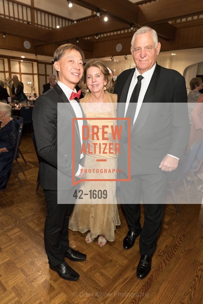 Anthony Chiu, Sally Buehler, Hank Simmonds, Maria Pitcairn's Birthday Celebration Around the World in 80 Years, St francis Yacht Club. 99 Yacht Rd, Photo #42-1609 Anthony Chiu, Sally Buehler, Hank Simmonds, Photo #42-1609
