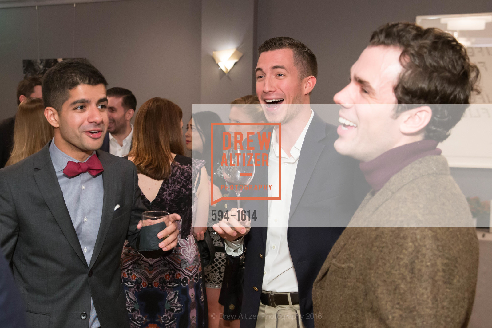 Ravi Rai, Zach Paul, Jordan Anzell, Dress For Success's The Holiday Soiree, The Battery. 717 Battery Street, December 1st, 2016, Photo #594-1614 Ravi Rai, Zach Paul, Jordan Anzell, Photo #594-1614