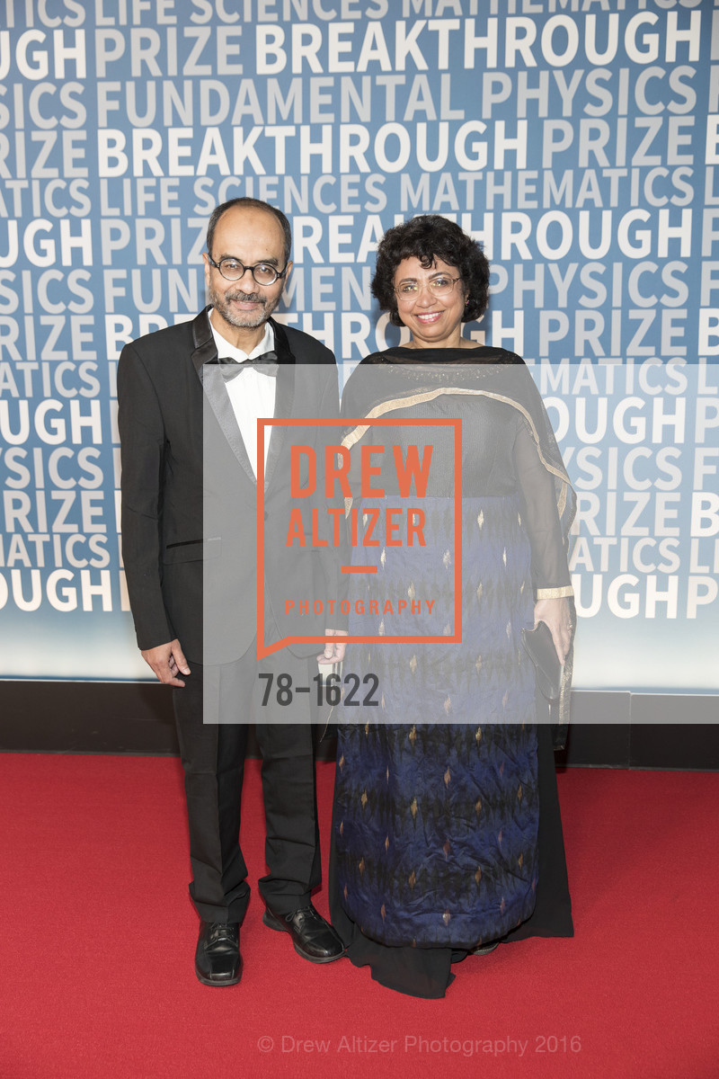 Ashoke Sen, Sumathi Rao, 5th Annual Breakthrough Prize Red Carpet Arrivals, NASA Ames Research Center. Moffett Federal Airfield, Hangar One, December 4th, 2016, Photo #78-1622 Ashoke Sen, Sumathi Rao, Photo #78-1622
