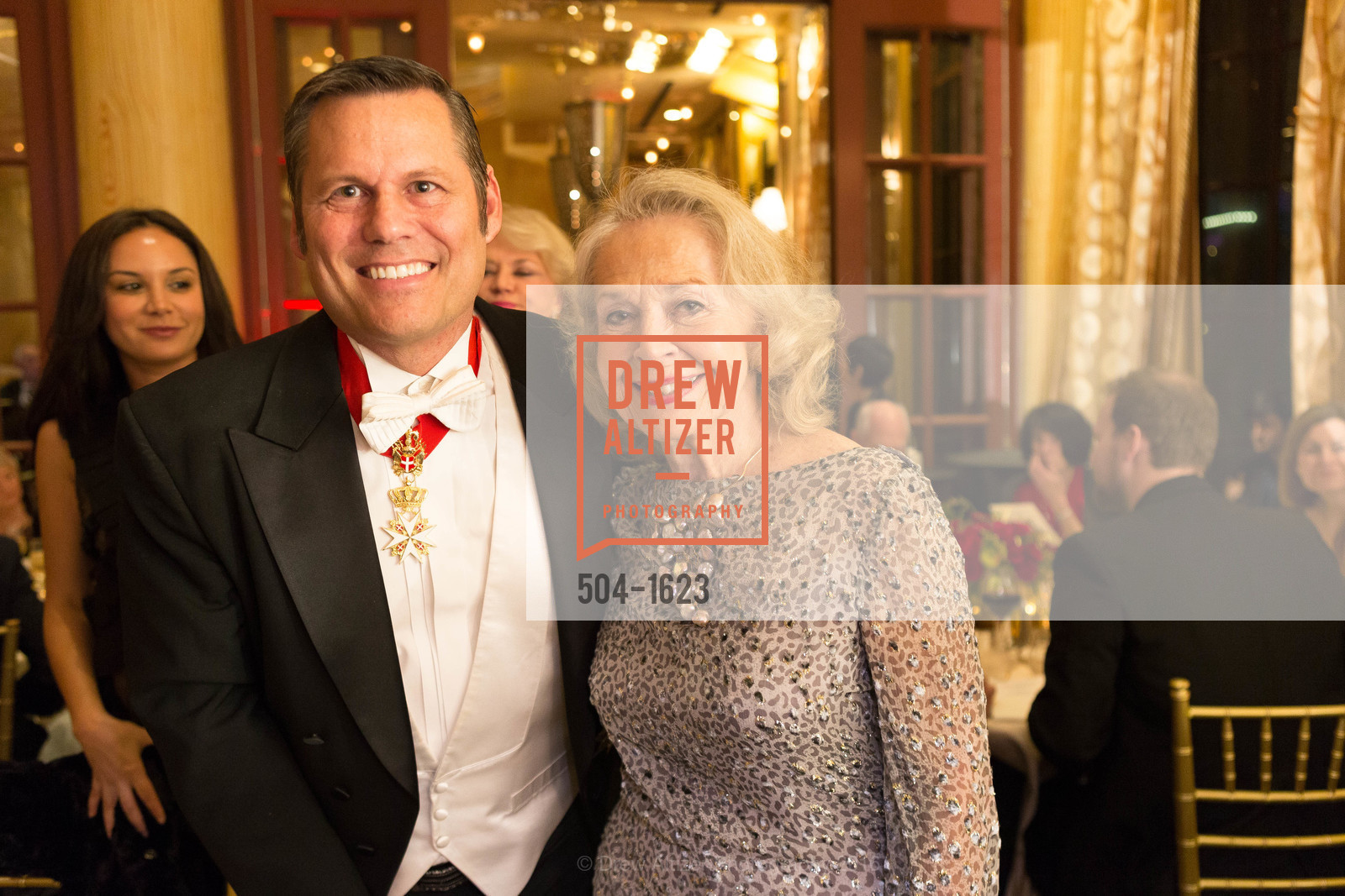 Mark Calvano, Irene Betchel, Sovereign Order Of St John of Jerusalem Knights Hospitaller White Cross Ball, Westin St. Francis. 335 Powell Street, December 3rd, 2016, Photo #504-1623 Mark Calvano, Irene Betchel, Photo #504-1623