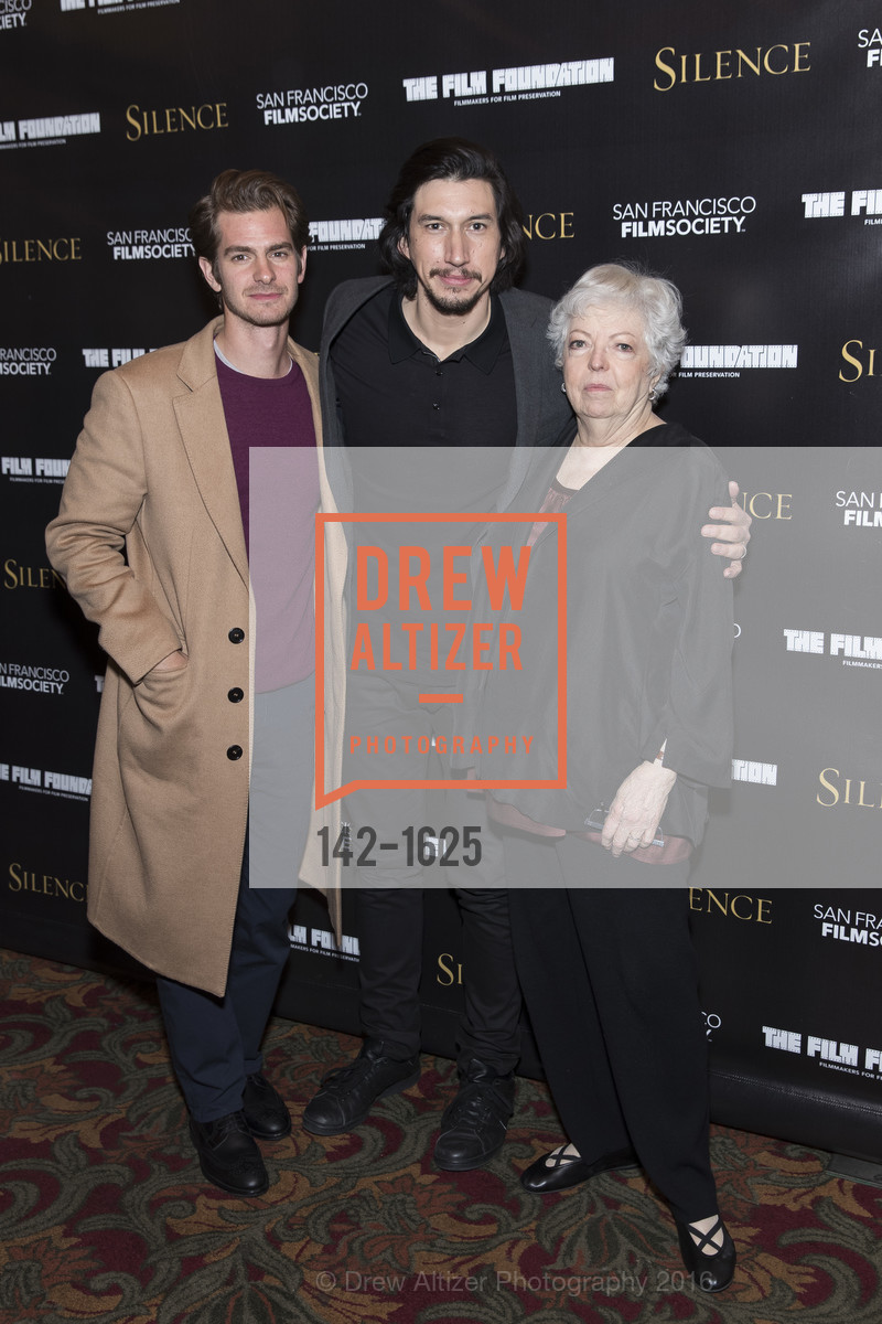Andrew Garfield, Adam Driver, Thelma Schoonmaker, SILENCE Screening & Conversation-Castro Theater, Castro Theater. 429 Castro Street, December 5th, 2016, Photo #142-1625 Andrew Garfield, Adam Driver, Thelma Schoonmaker, Photo #142-1625