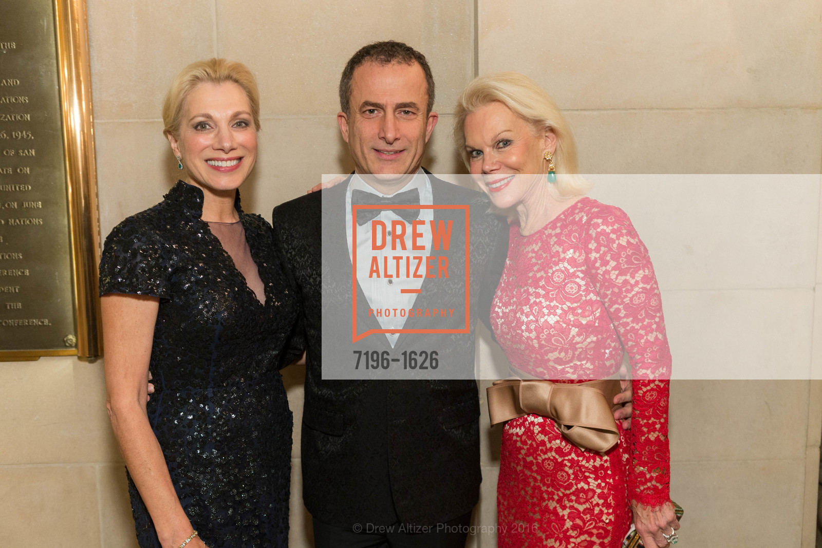 Cynthia Schroeder Kalev, Jorge Maumer, Sandra Farris, SF Opera's An Evening on the Stage honoring Franklin P. ("Pitch") Johnson, Jr., War Memorial Opera House. 301 Van Ness Avenue, San Francisco, CA 94102, December 5th, 2016, Photo #7196-1626 Cynthia Schroeder Kalev, Jorge Maumer, Sandra Farris, Photo #7196-1626