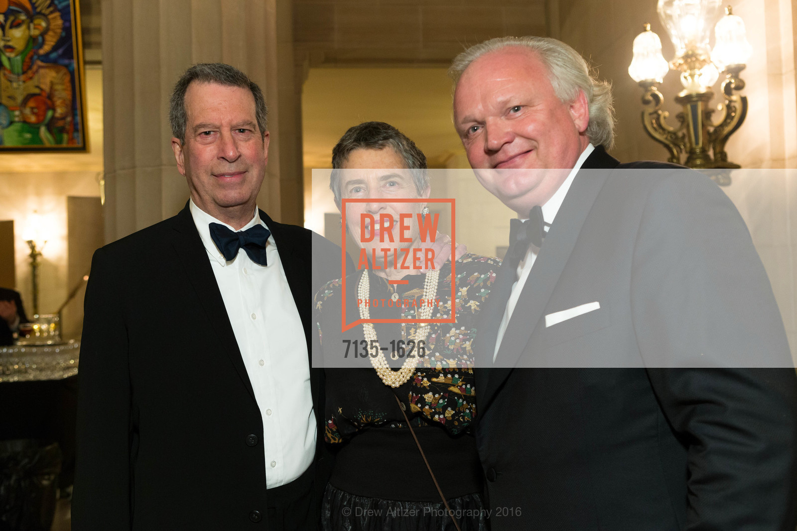 Bill Russell-Shapiro, Alice Russell-Shapiro, Daniel Murphy, SF Opera's An Evening on the Stage honoring Franklin P. ("Pitch") Johnson, Jr., War Memorial Opera House. 301 Van Ness Avenue, San Francisco, CA 94102, December 5th, 2016, Photo #7135-1626 Bill Russell-Shapiro, Alice Russell-Shapiro, Daniel Murphy, Photo #7135-1626