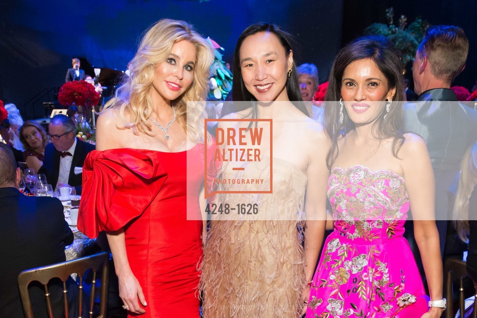 Paula Carano, Carolyn Chang, Komal Shah, SF Opera's An Evening on the Stage honoring Franklin P. ("Pitch") Johnson, Jr., War Memorial Opera House. 301 Van Ness Avenue, San Francisco, CA 94102, December 5th, 2016, Photo #4248-1626 Paula Carano, Carolyn Chang, Komal Shah, Photo #4248-1626
