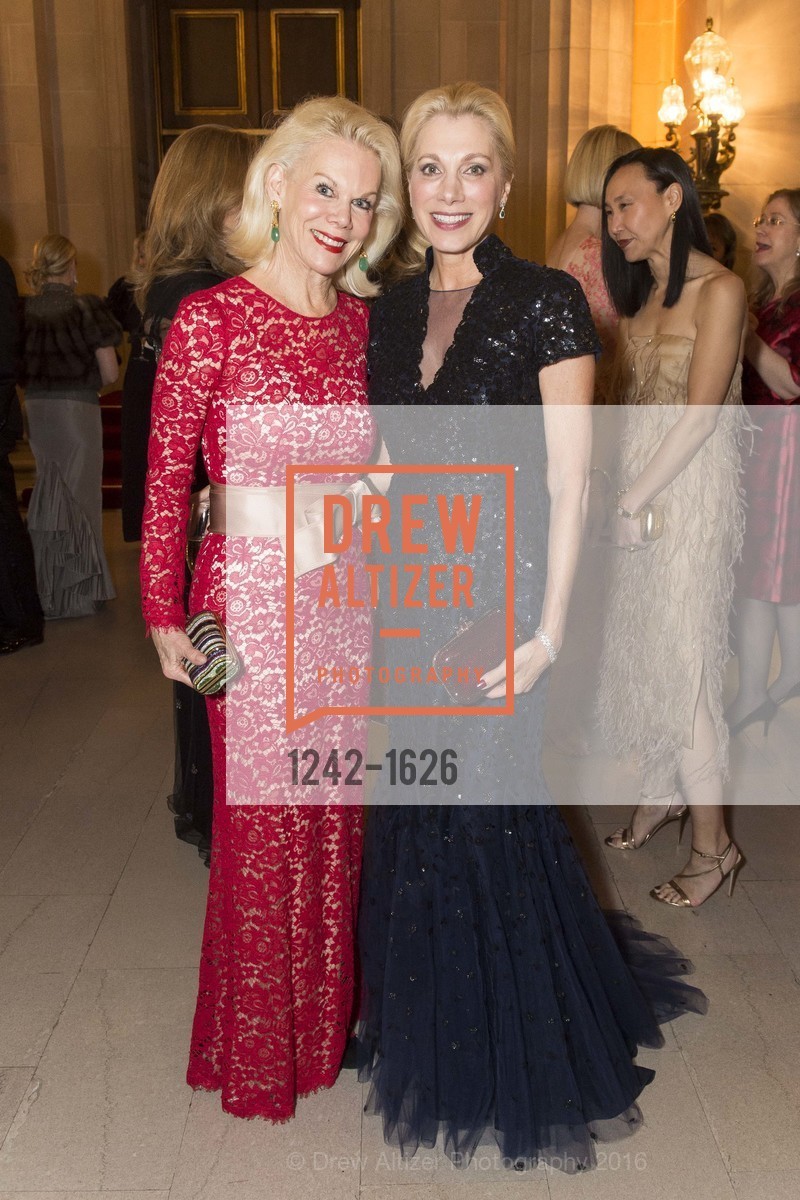 Sandra Farris, Cynthia Schreuder Kalev, SF Opera's An Evening on the Stage honoring Franklin P. ("Pitch") Johnson, Jr., War Memorial Opera House. 301 Van Ness Avenue, San Francisco, CA 94102, December 5th, 2016, Photo #1242-1626 Sandra Farris, Cynthia Schreuder Kalev, Photo #1242-1626