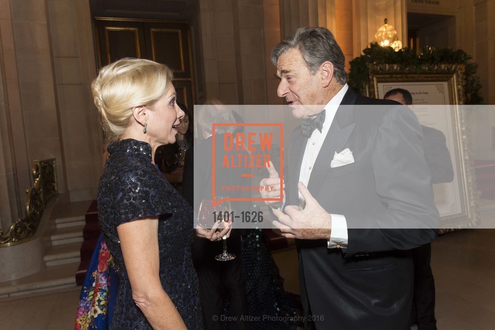 Cynthia Schreuder Kalev, Nancy Pelosi, SF Opera's An Evening on the Stage honoring Franklin P. ("Pitch") Johnson, Jr., War Memorial Opera House. 301 Van Ness Avenue, San Francisco, CA 94102, December 5th, 2016, Photo #1401-1626 Cynthia Schreuder Kalev, Nancy Pelosi, Photo #1401-1626