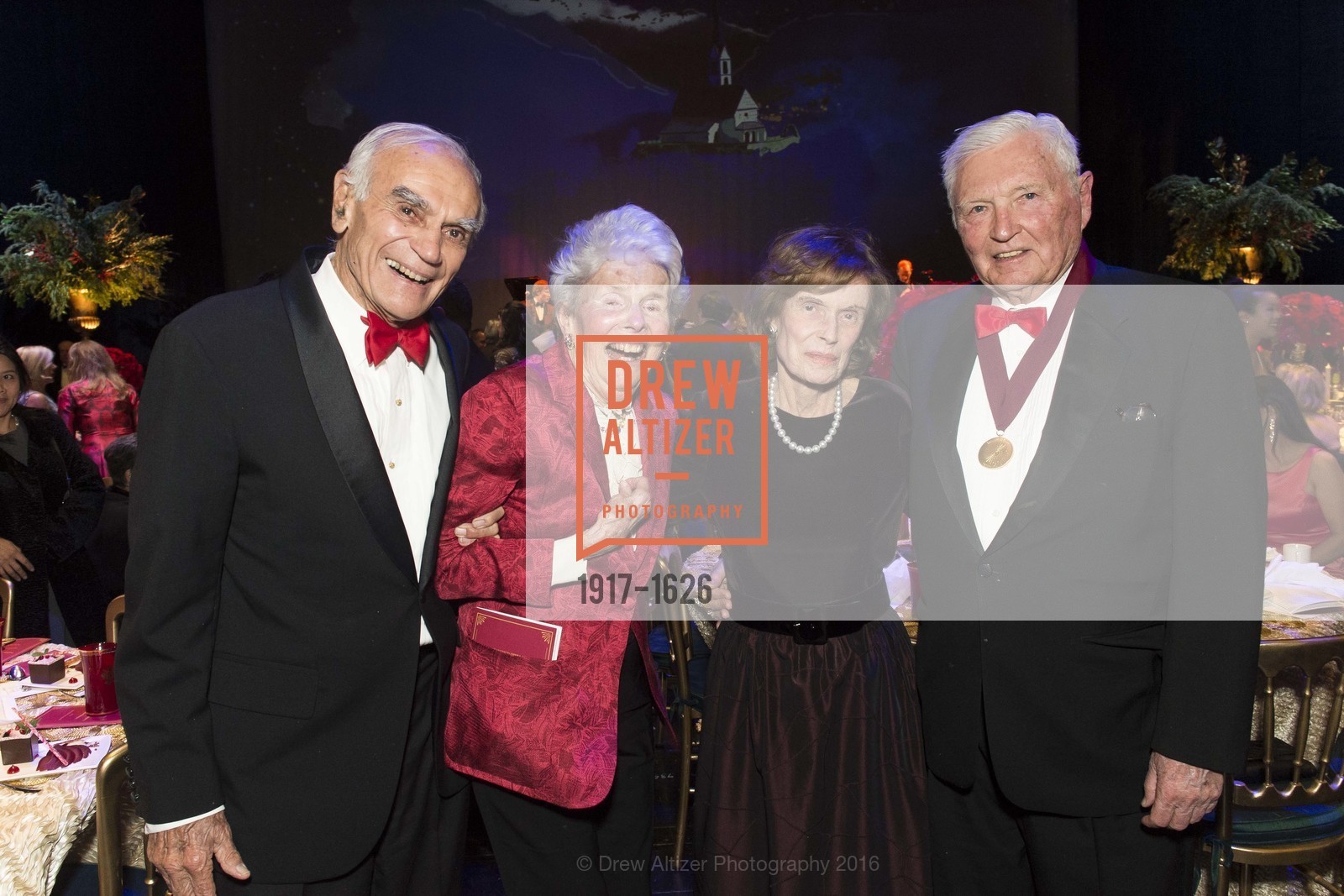 Bill Draper, Phyllis Draper, Cathie Johnson, Pitch Johnson, SF Opera's An Evening on the Stage honoring Franklin P. ("Pitch") Johnson, Jr., War Memorial Opera House. 301 Van Ness Avenue, San Francisco, CA 94102, December 5th, 2016, Photo #1917-1626 Bill Draper, Phyllis Draper, Cathie Johnson, Pitch Johnson, Photo #1917-1626