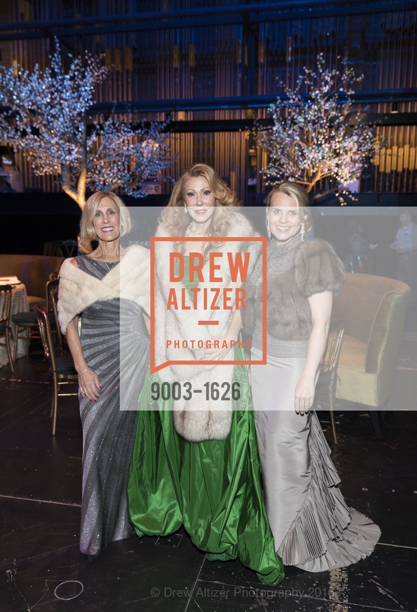 Kathy Huber, Teresa Medearis, Jane Mudge, SF Opera's An Evening on the Stage honoring Franklin P. ("Pitch") Johnson, Jr., War Memorial Opera House. 301 Van Ness Avenue, San Francisco, CA 94102, December 5th, 2016, Photo #9003-1626 Kathy Huber, Teresa Medearis, Jane Mudge, Photo #9003-1626