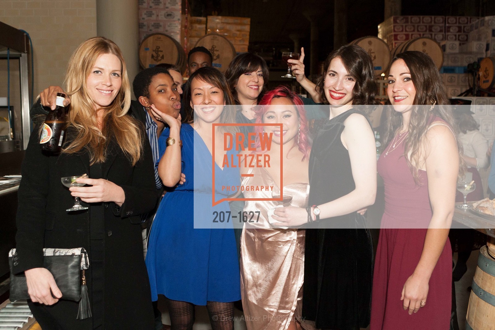 Lisa Cunningham, Jem Chen, Janice Bailon, Nonna Titulauri, Vanessa Crouch, Anchor Distillery's 20 Years of Juniper Gin, 1705 Mariposa Street. 1705 Mariposa Street, Photo #207-1627 Lisa Cunningham, Jem Chen, Janice Bailon, Nonna Titulauri, Vanessa Crouch, Photo #207-1627