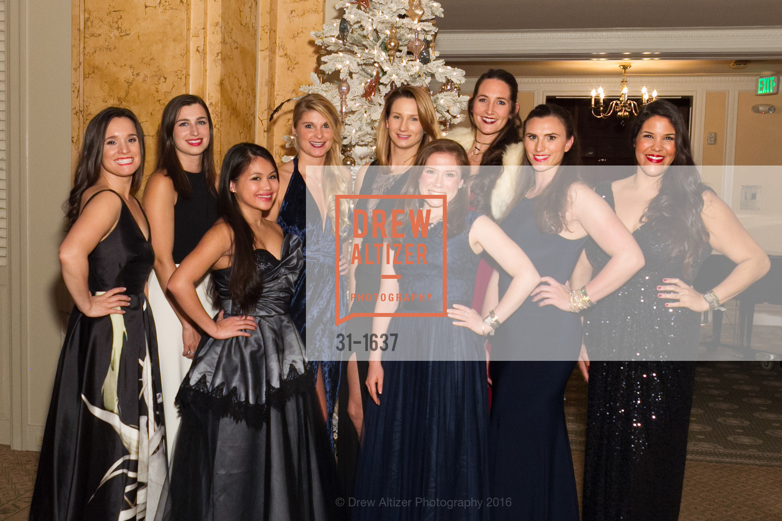 Libby Orrick, Julia Thompson, Melissa Floirendo, Lauren Gehring, Mara Giarratana Young, Danielle Schraner, Jaclyn Butler, Spinsters Holiday event, Metropolitan Club. 640 Sutter St, San Francisco, CA 94102, December 10th, 2016, Photo #31-1637 Libby Orrick, Julia Thompson, Melissa Floirendo, Lauren Gehring, Mara Giarratana Young, Danielle Schraner, Jaclyn Butler, Photo #31-1637