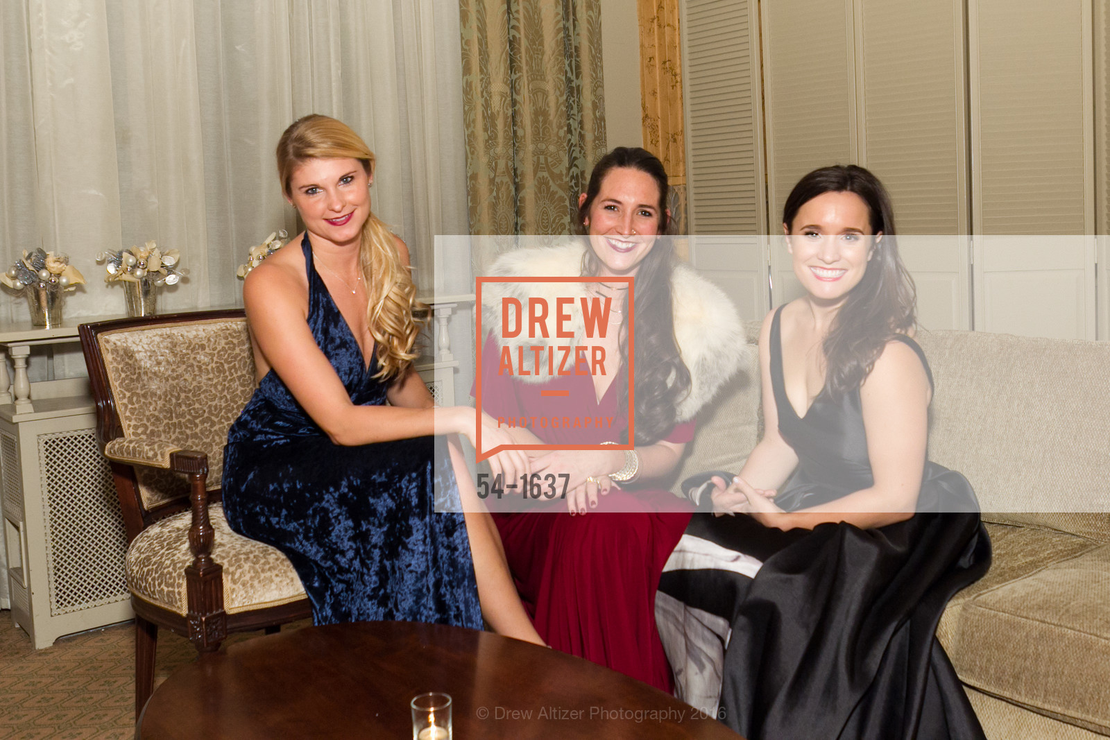 Lauren Gehring, Lindsey Denman, Libby Orrick, Spinsters Holiday event, Metropolitan Club. 640 Sutter St, San Francisco, CA 94102, December 10th, 2016, Photo #54-1637 Lauren Gehring, Lindsey Denman, Libby Orrick, Photo #54-1637