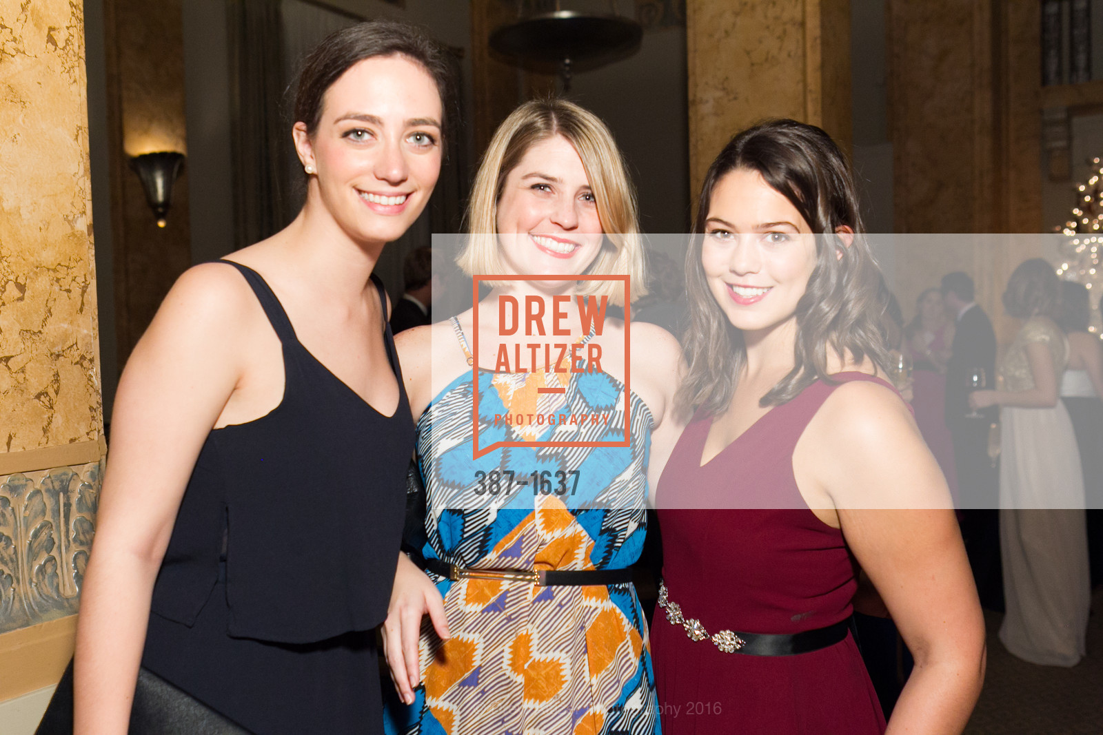 Emily Smith, Claire Feeney, Madison DiNapoli, Spinsters Holiday event, Metropolitan Club. 640 Sutter St, San Francisco, CA 94102, December 10th, 2016, Photo #387-1637 Emily Smith, Claire Feeney, Madison DiNapoli, Photo #387-1637