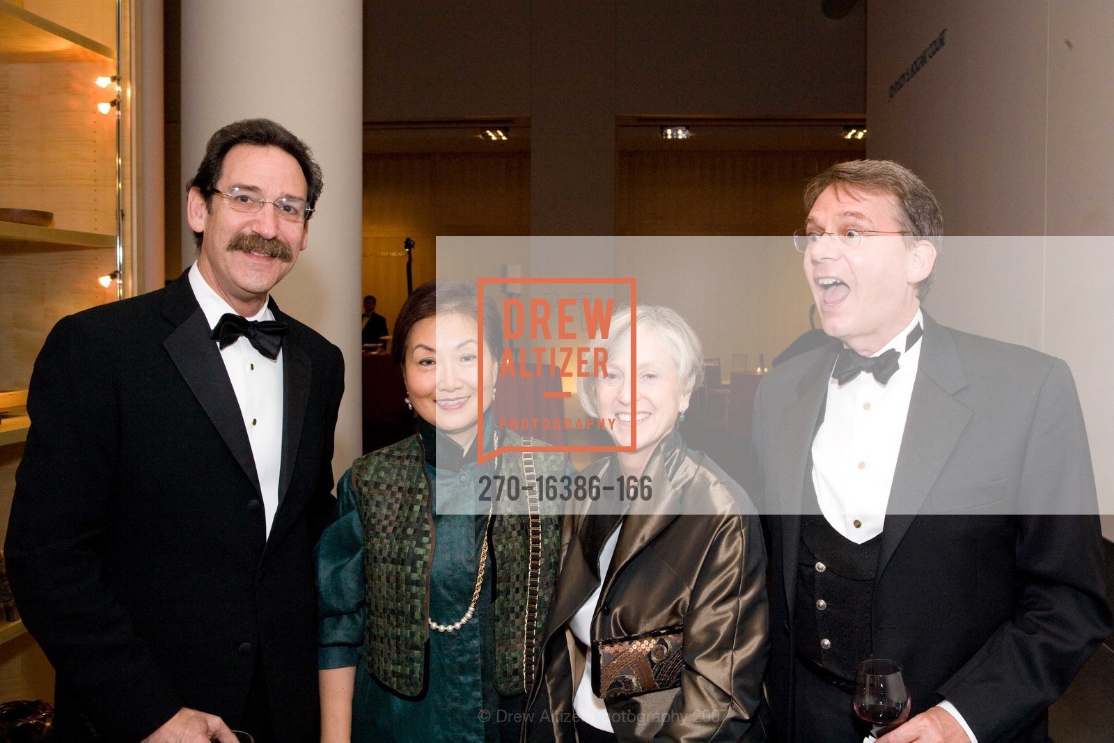 Fred Levin, Emelie Cheng, Nancy Livingston, Gilson Riecken, Asian Art Museum Black Tie Gala Honoring Outgoing Director Emily J. Sano, Asian Art Museum. 200 Larkin St, San Francisco, CA 94102, November 17th, 2007, Photo #270-16386-166 Fred Levin, Emelie Cheng, Nancy Livingston, Gilson Riecken, Photo #270-16386-166