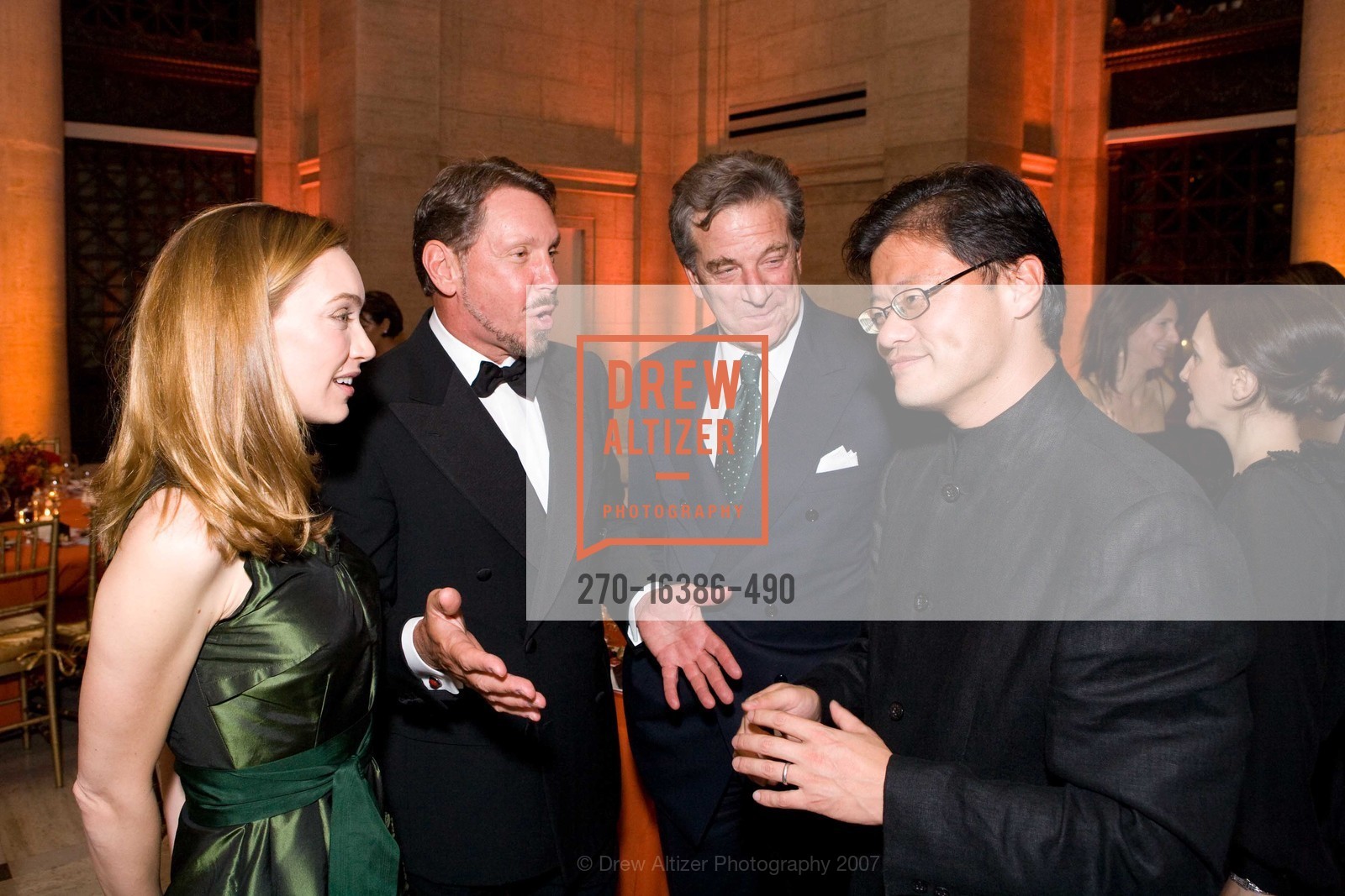 Melanie Ellison, Larry Ellison, Paul Pelosi, Jerry Yang, Asian Art Museum Black Tie Gala Honoring Outgoing Director Emily J. Sano, Asian Art Museum. 200 Larkin St, San Francisco, CA 94102, November 17th, 2007, Photo #270-16386-490 Melanie Ellison, Larry Ellison, Paul Pelosi, Jerry Yang, Photo #270-16386-490