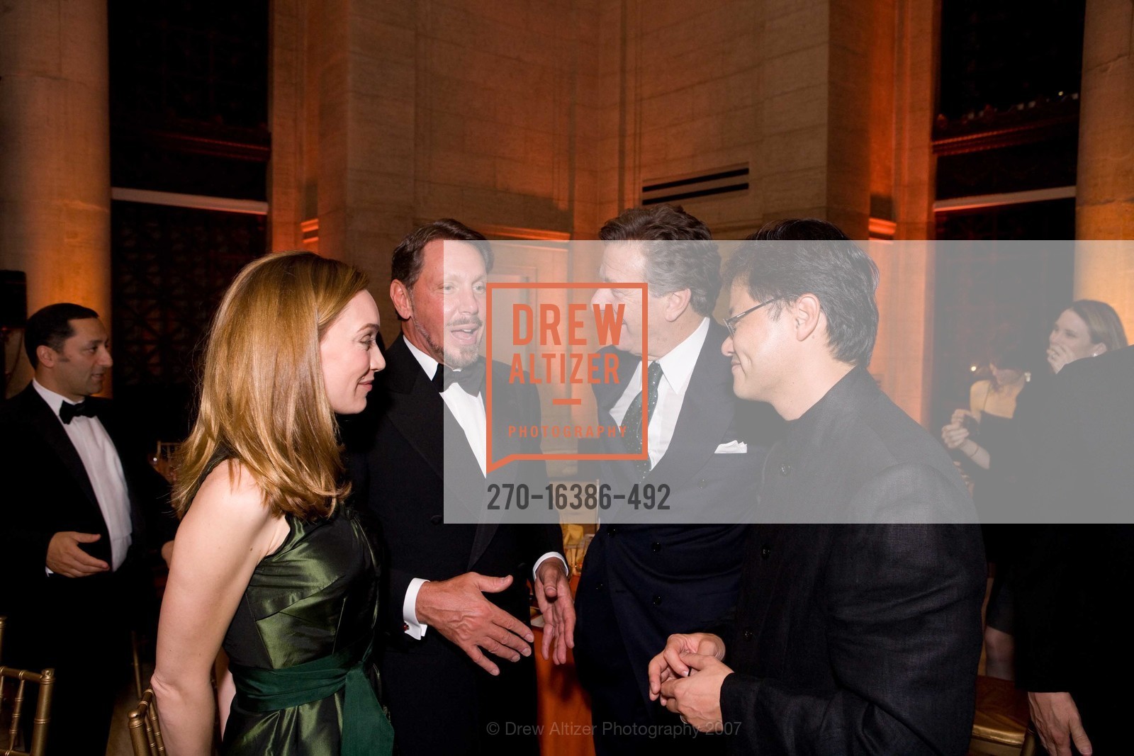 Melanie Ellison, Larry Ellison, Paul Pelosi, Jerry Yang, Asian Art Museum Black Tie Gala Honoring Outgoing Director Emily J. Sano, Asian Art Museum. 200 Larkin St, San Francisco, CA 94102, November 17th, 2007, Photo #270-16386-492 Melanie Ellison, Larry Ellison, Paul Pelosi, Jerry Yang, Photo #270-16386-492