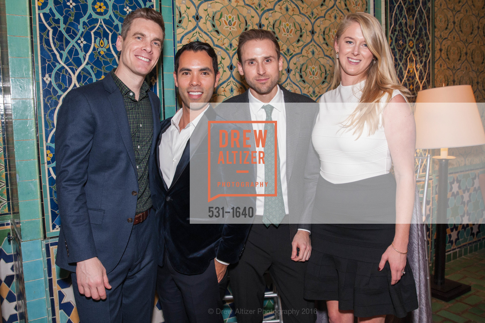 Marc Boreham, Alex Hachiya, Ted Maguire, Sara Thandi, Gregg Lynn and Glenn Risso's Engagement Party, Farimont Hotel, Penthouse. San Francisco, California, December 7th, 2016, Photo #531-1640 Marc Boreham, Alex Hachiya, Ted Maguire, Sara Thandi, Photo #531-1640