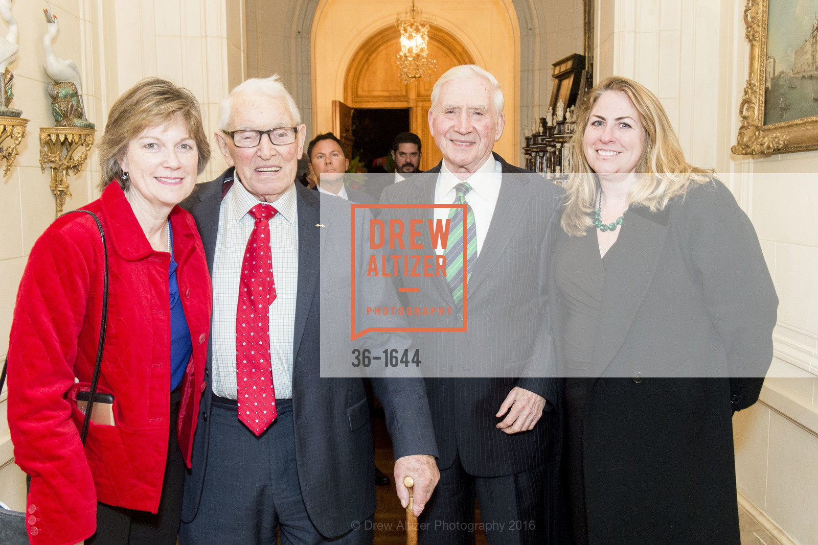 Patricia Hayes, John Moylan, Dermot Philpott, Teresa Philpott, Ann and Gordon Getty Host the San Francisco Mayor's Office of Protocol Christmas Party, Private Residence. 2525 Van Ness St, December 8th, 2016, Photo #36-1644 Patricia Hayes, John Moylan, Dermot Philpott, Teresa Philpott, Photo #36-1644