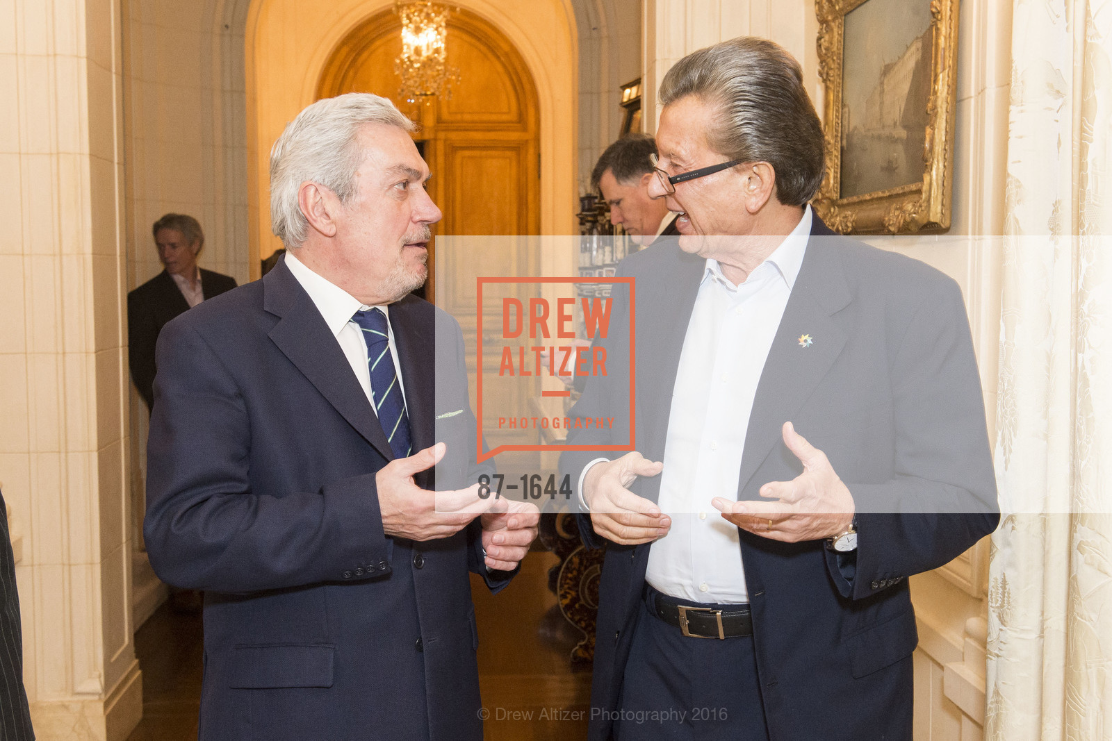 Dimitrios Xenitellis, George Marcus, Ann and Gordon Getty Host the San Francisco Mayor's Office of Protocol Christmas Party, Private Residence. 2525 Van Ness St, December 8th, 2016, Photo #87-1644 Dimitrios Xenitellis, George Marcus, Photo #87-1644