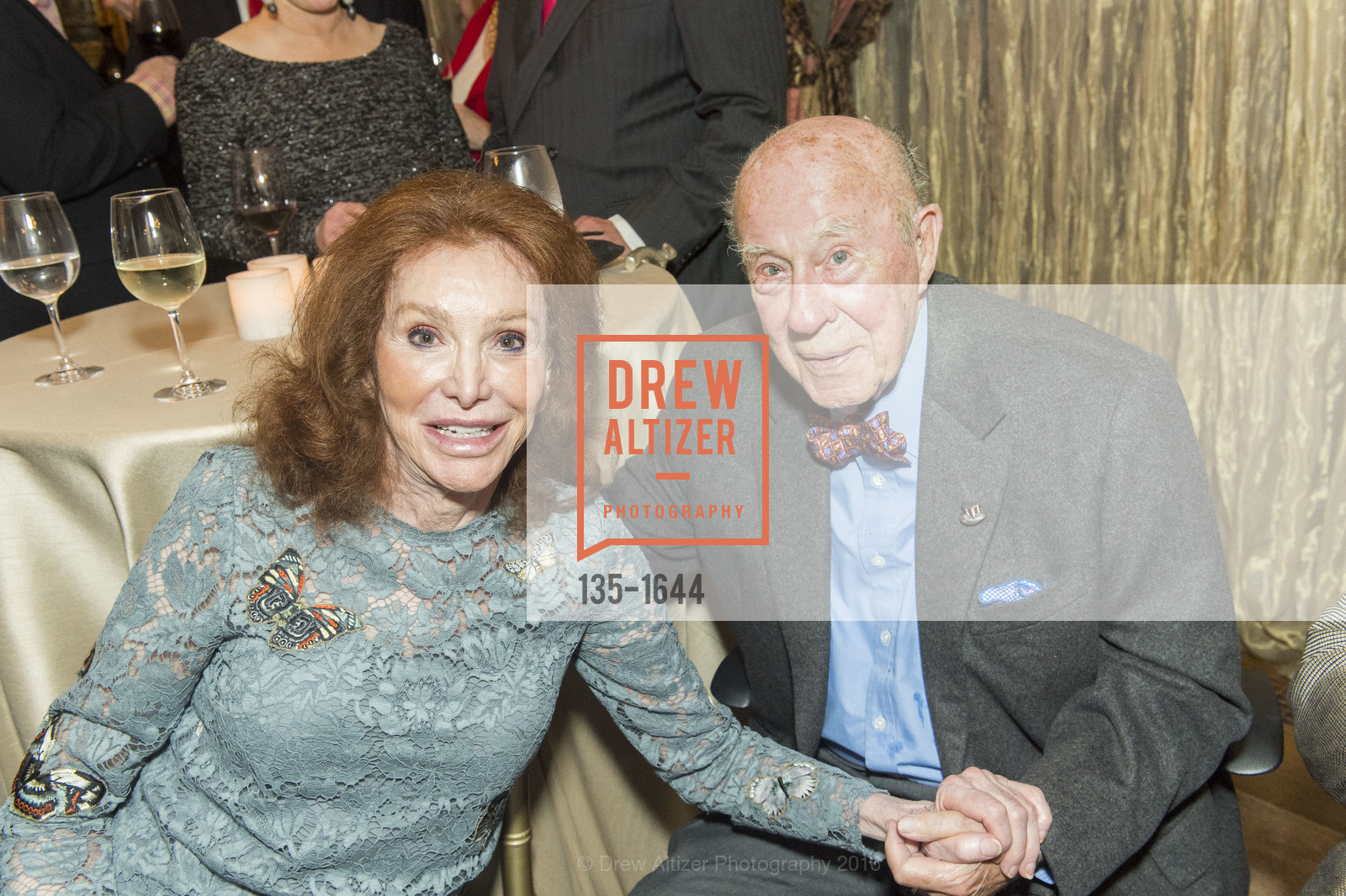 Ann Getty, George Shultz, Ann and Gordon Getty Host the San Francisco Mayor's Office of Protocol Christmas Party, Private Residence. 2525 Van Ness St, December 8th, 2016, Photo #135-1644 Ann Getty, George Shultz, Photo #135-1644