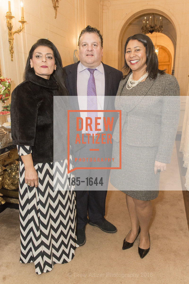 Athena Konstin, John Konstin, London Breed, Ann and Gordon Getty Host the San Francisco Mayor's Office of Protocol Christmas Party, Private Residence. 2525 Van Ness St, December 8th, 2016, Photo #185-1644 Athena Konstin, John Konstin, London Breed, Photo #185-1644