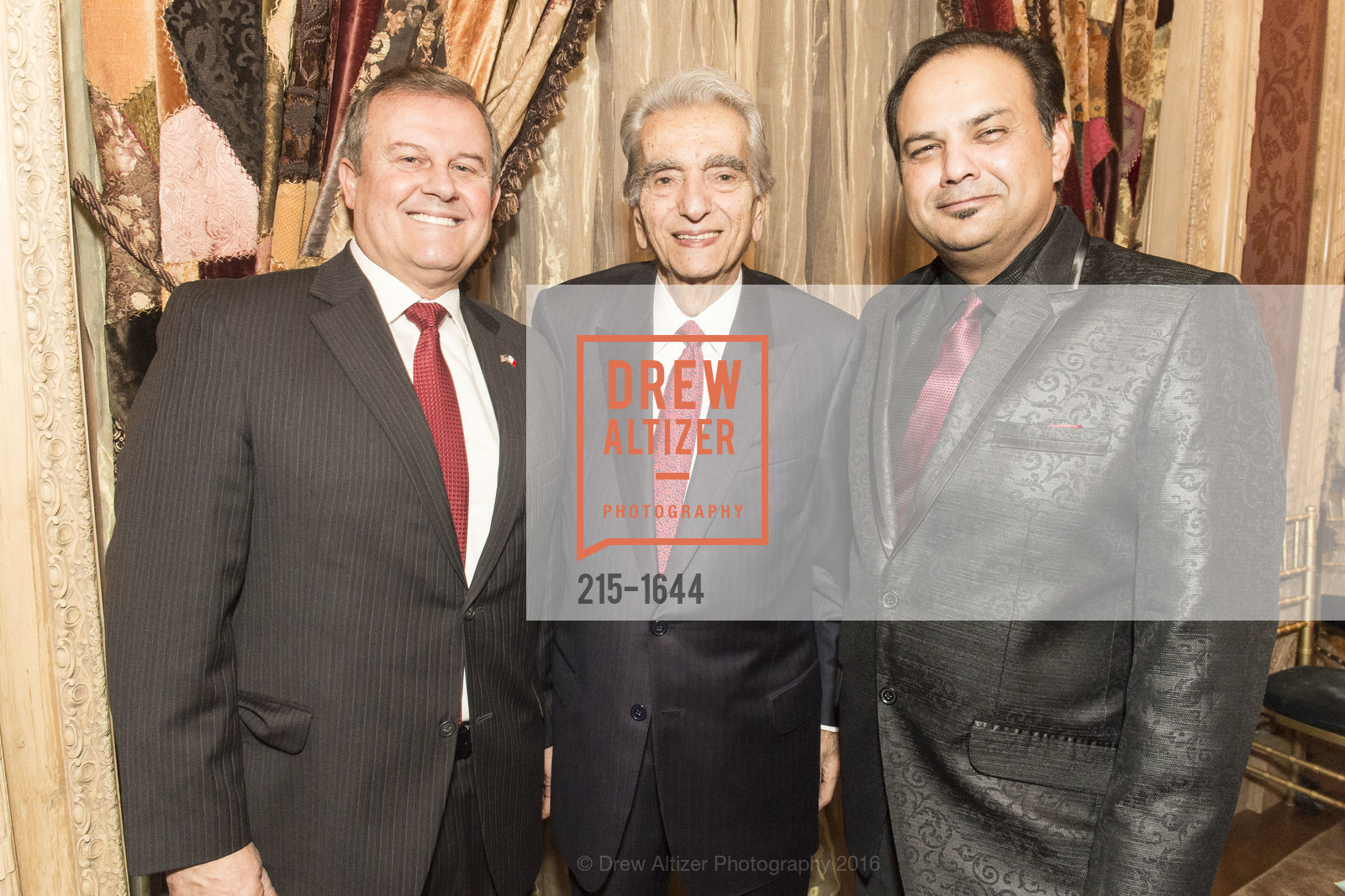 Louis Vella, Kamel Ayoub, Jay Singh, Ann and Gordon Getty Host the San Francisco Mayor's Office of Protocol Christmas Party, Private Residence. 2525 Van Ness St, December 8th, 2016, Photo #215-1644 Louis Vella, Kamel Ayoub, Jay Singh, Photo #215-1644