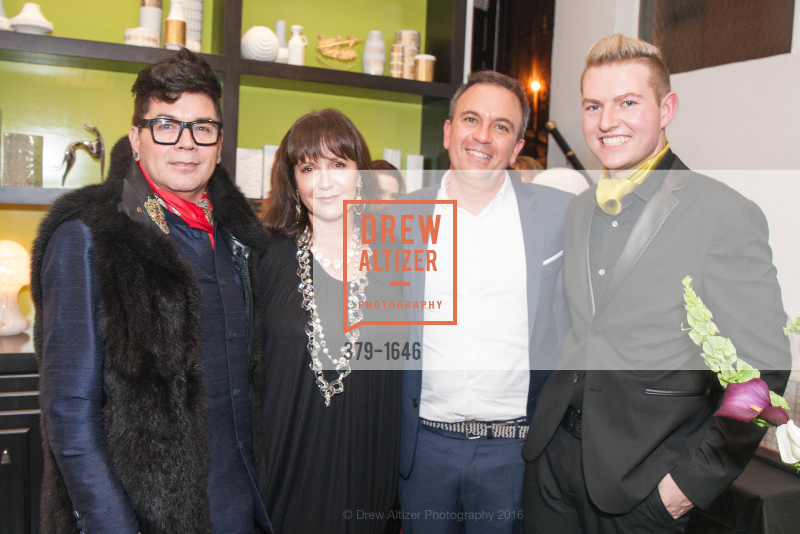 David Reposar, Claudia Juestel, Christopher Stark, Brice Stanek, Adeeni Design Galerie Opening, Adeeni Design Group. 664 Post Street, December 8th, 2016, Photo #379-1646 David Reposar, Claudia Juestel, Christopher Stark, Brice Stanek, Photo #379-1646
