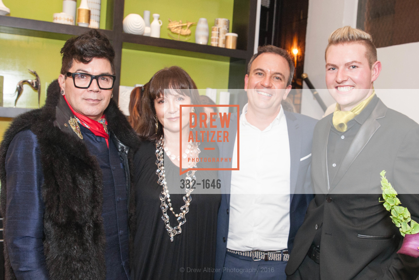 David Reposar, Claudia Juestel, Christopher Stark, Brice Stanek, Adeeni Design Galerie Opening, Adeeni Design Group. 664 Post Street, December 8th, 2016, Photo #382-1646 David Reposar, Claudia Juestel, Christopher Stark, Brice Stanek, Photo #382-1646