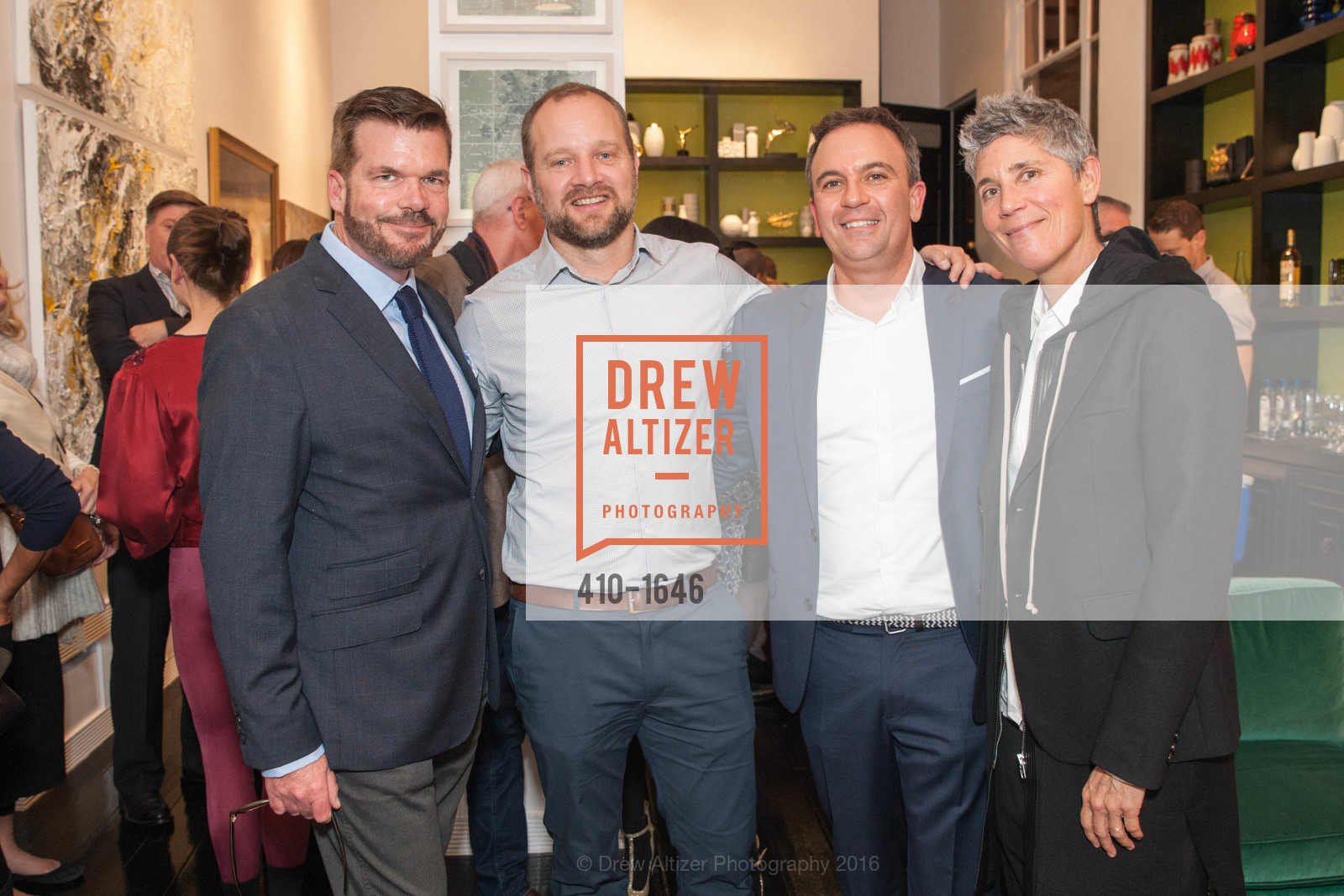 Philip Bewley, Steve King, Christopher Stark, Lucky Rapp, Adeeni Design Galerie Opening, Adeeni Design Group. 664 Post Street, December 8th, 2016, Photo #410-1646 Philip Bewley, Steve King, Christopher Stark, Lucky Rapp, Photo #410-1646