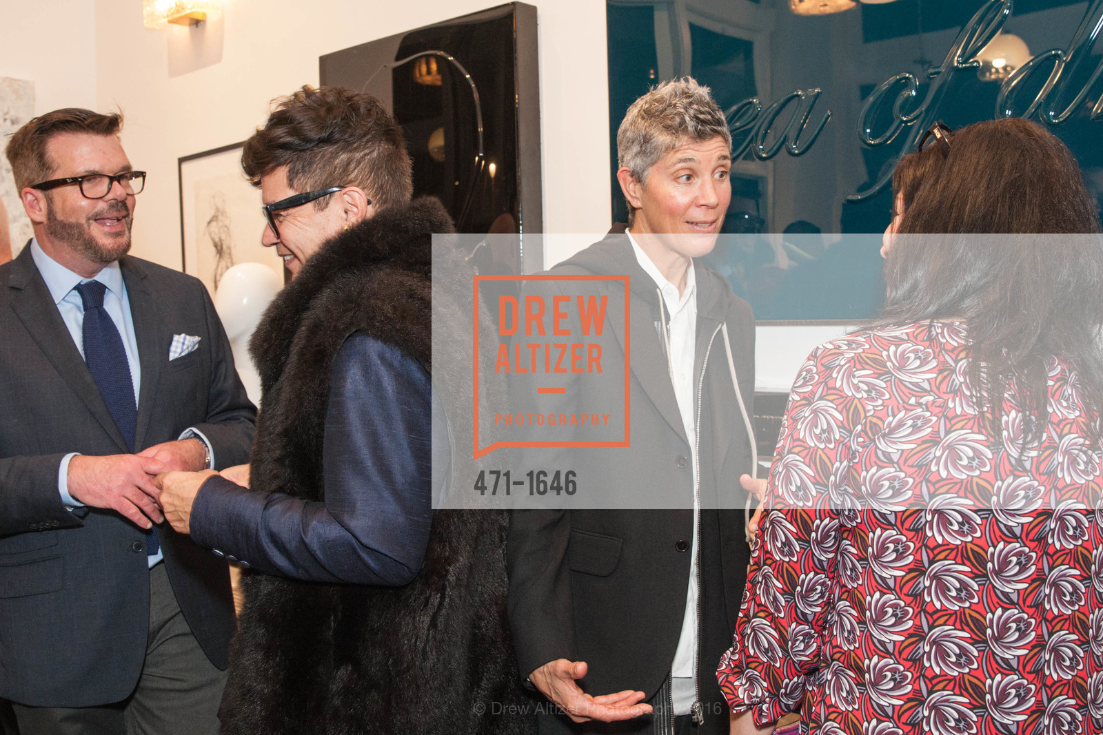 Philip Bewley, David Reposar, Lucky Rapp, Carrie Ann Plank, Adeeni Design Galerie Opening, Adeeni Design Group. 664 Post Street, December 8th, 2016, Photo #471-1646 Philip Bewley, David Reposar, Lucky Rapp, Carrie Ann Plank, Photo #471-1646