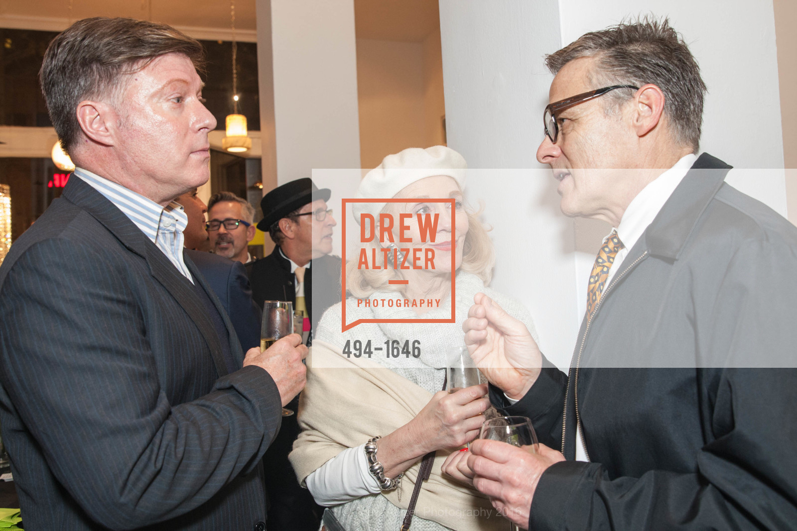 Richard Anderson, Candra Scott And Jack Hutton, Adeeni Design Galerie Opening, Adeeni Design Group. 664 Post Street, December 8th, 2016, Photo #494-1646 Richard Anderson, Candra Scott And Jack Hutton, Photo #494-1646