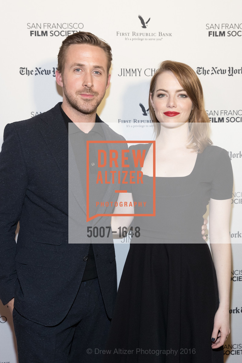Ryan Gosling, Emma Stone, SF FILM SOCIETY PRESENTS SF HONORS: 'LA LA LAND', The Castro Theatre, Mezzanine level. 429 Castro Street, December 8th, 2016, Photo #5007-1648 Ryan Gosling, Emma Stone, Photo #5007-1648