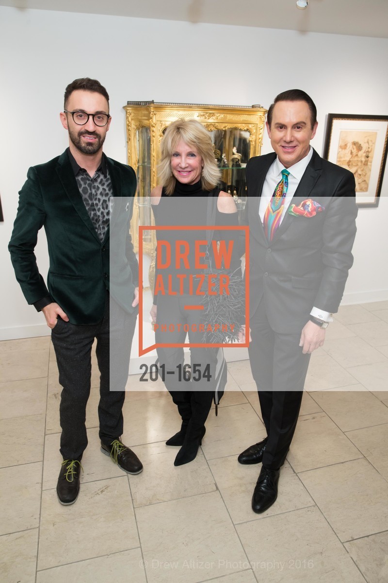 Stephen Rabinov, Sandy Mandel, Joel Goodrich, Sorokko Gallery Hosts Coveted Jewels by Codognato Private Reception, Serge Sorokko Gallery. 55 Geary St., San Francisco, December 8th, 2016, Photo #201-1654 Stephen Rabinov, Sandy Mandel, Joel Goodrich, Photo #201-1654