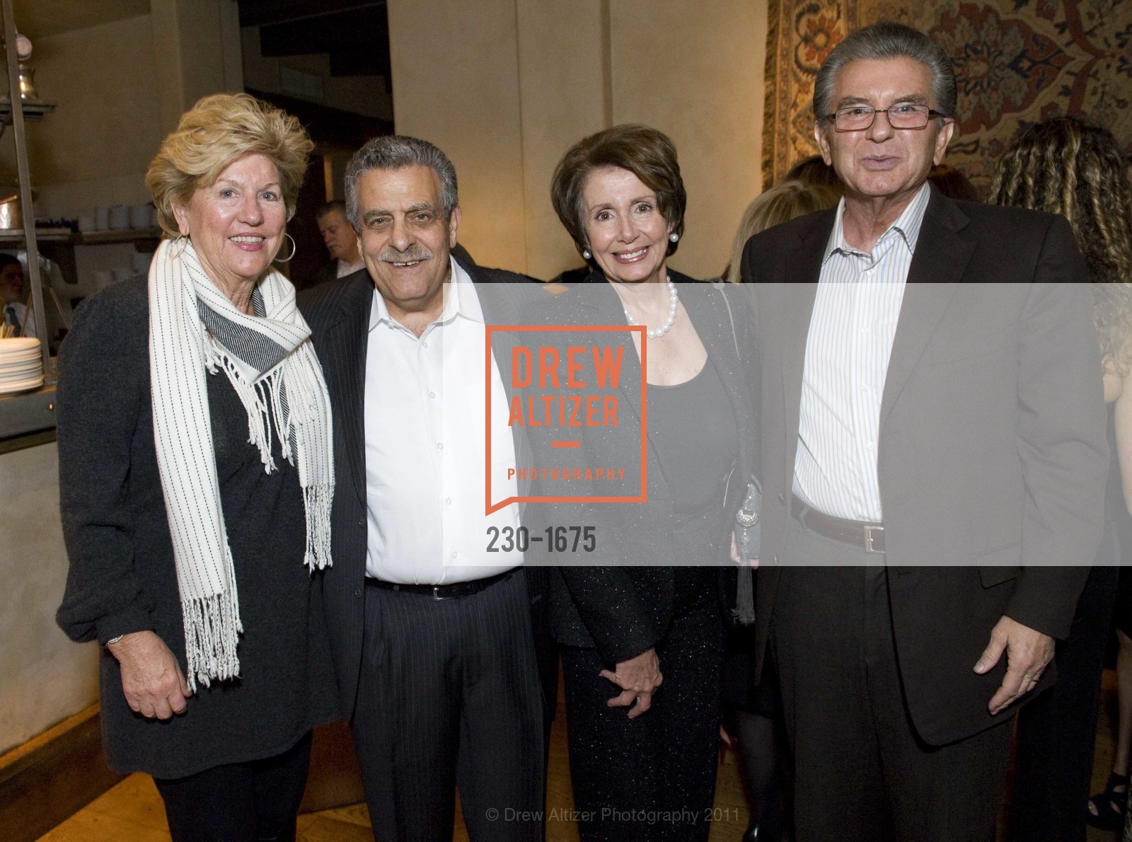 Judy Marcus, Kenny Frangadakis, Nancy Pelosi, George Marcus, HELLENIC Charity Ball Welcome Reception at Kokkari, US, November 11th, 2011, Photo #230-1675 Judy Marcus, Kenny Frangadakis, Nancy Pelosi, George Marcus, Photo #230-1675