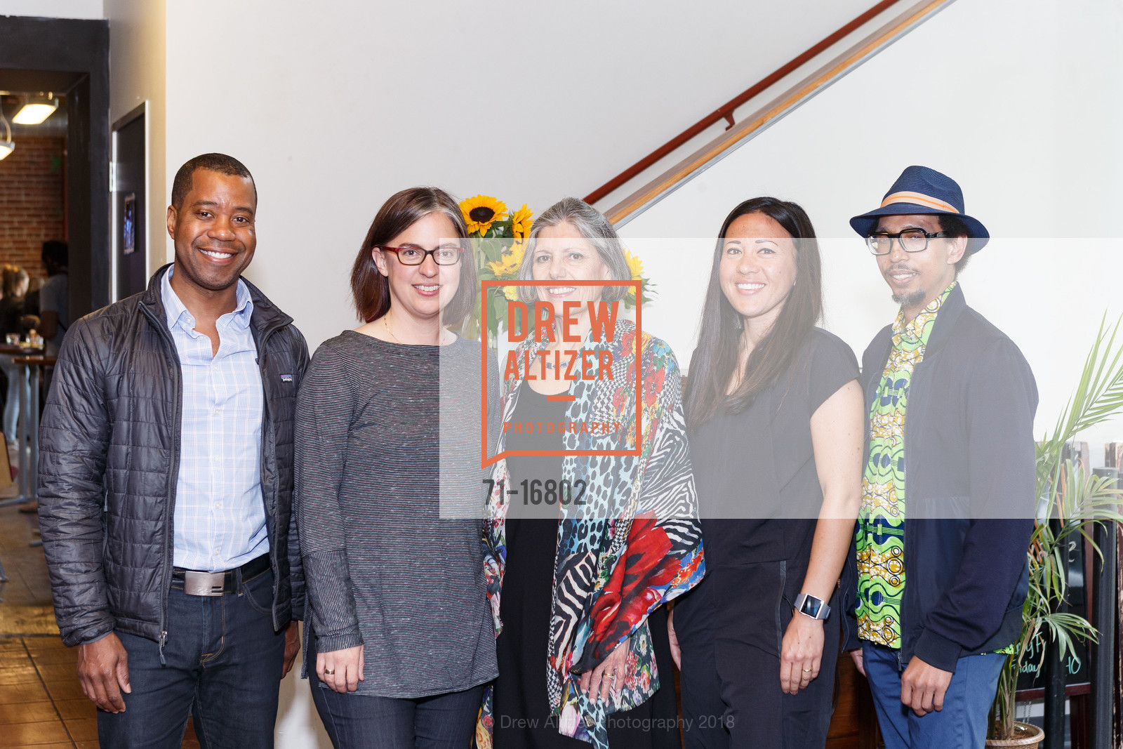 Kyle Rawlins, Amanda Brown-Stevens, Mary Comerio, Emily Pilloton, Prescott Reavis, Goodnight, Resilience hosted by Curry Stone Foundation, Impact Hub Oakland. 2323 Broadway, Oakland, CA 94612, June 9th, 2018, Photo #71-16802 Kyle Rawlins, Amanda Brown-Stevens, Mary Comerio, Emily Pilloton, Prescott Reavis, Photo #71-16802