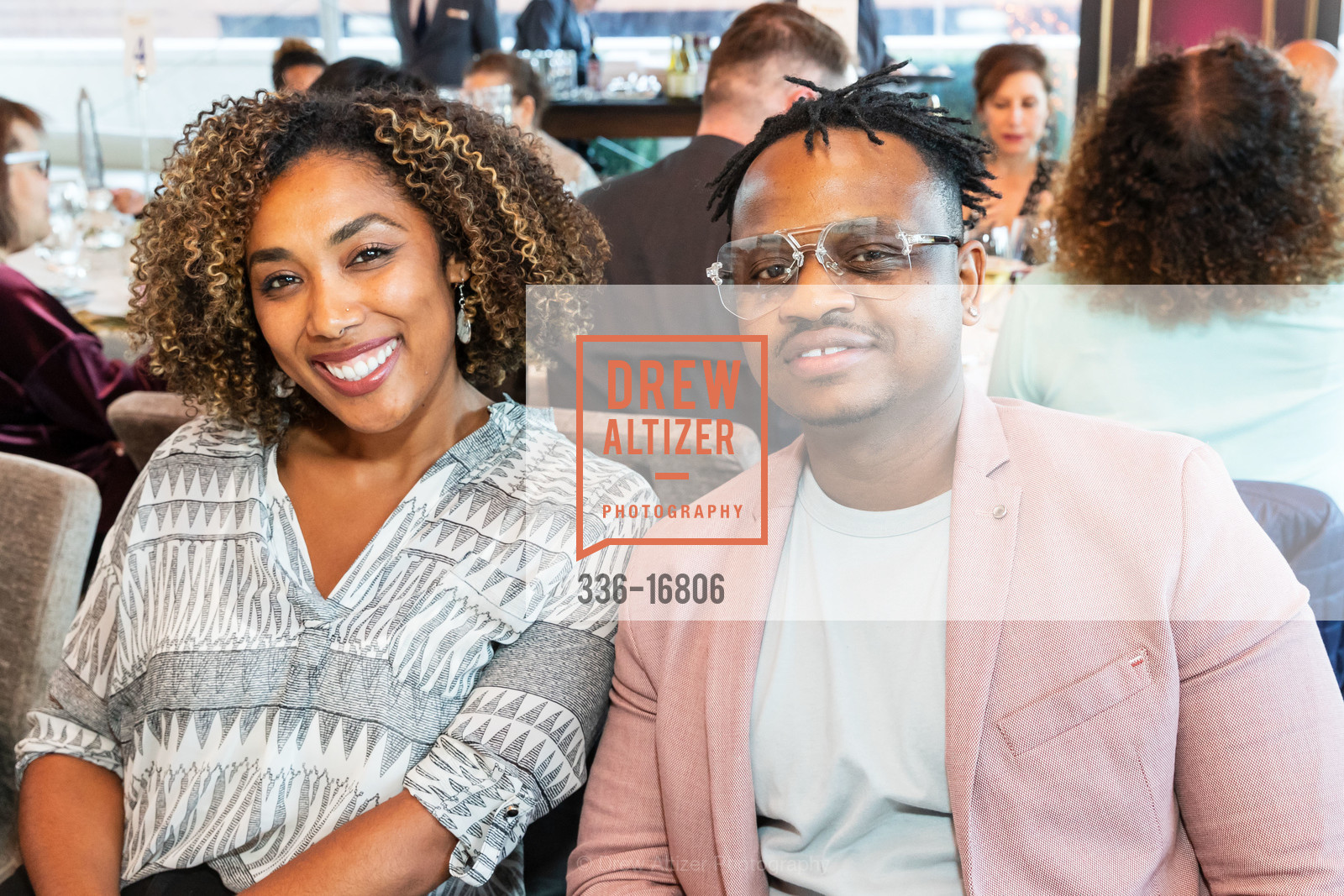 Elisha Greenwell, BJ McBride, Diaspora Dinner 2018 Benefitting the Museum of African Diaspora, MoAD. 685 Mission St, Photo #336-16806 Elisha Greenwell, BJ McBride, Photo #336-16806