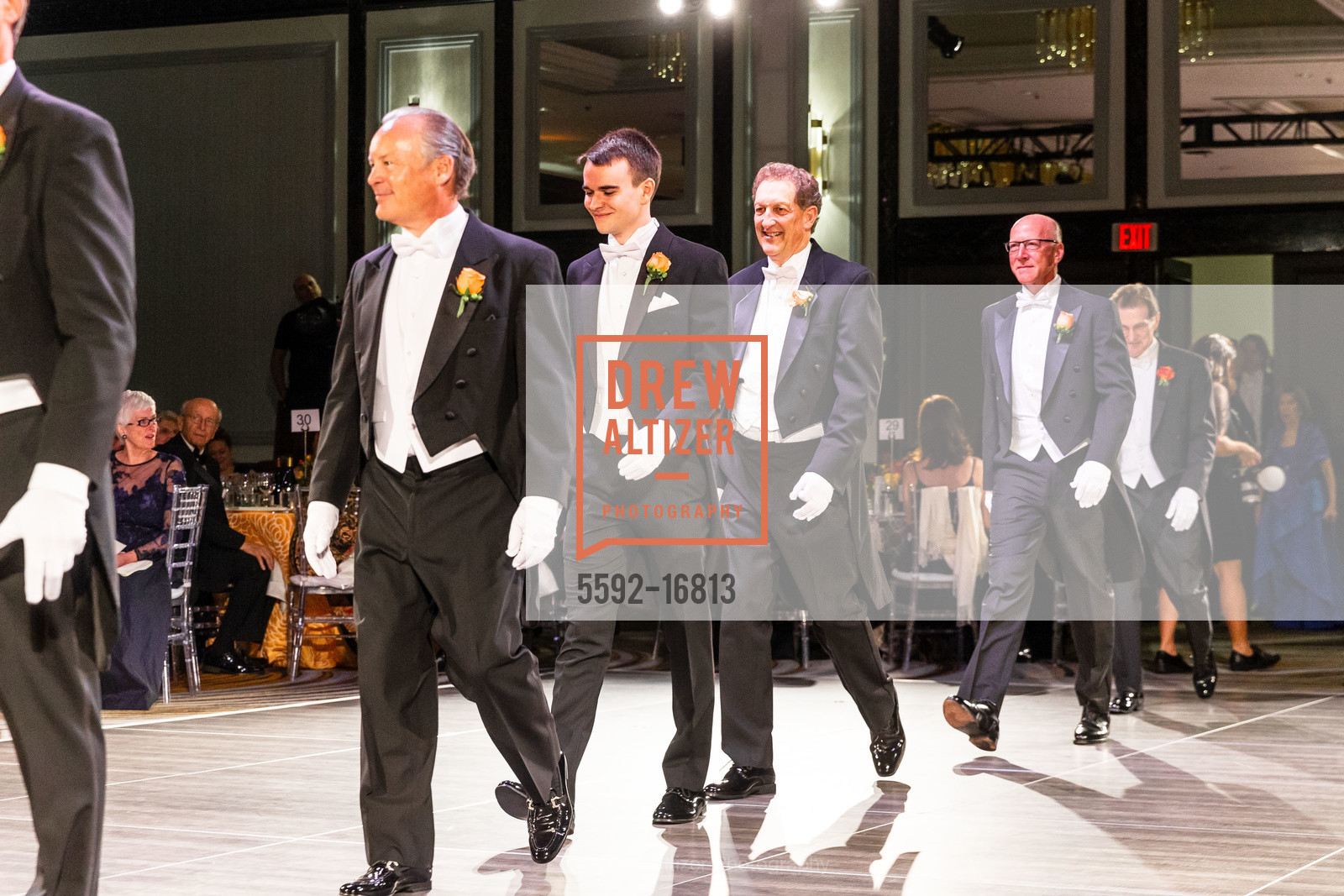 Jeff Cusack, John Daniel Case, Larry Baer, Kyle Bach, San Francisco Debutante Ball 2018 Benefiting CPMC, Westin St. Francis Hotel. 335 Powell St, Photo #5592-16813 Jeff Cusack, John Daniel Case, Larry Baer, Kyle Bach, Photo #5592-16813