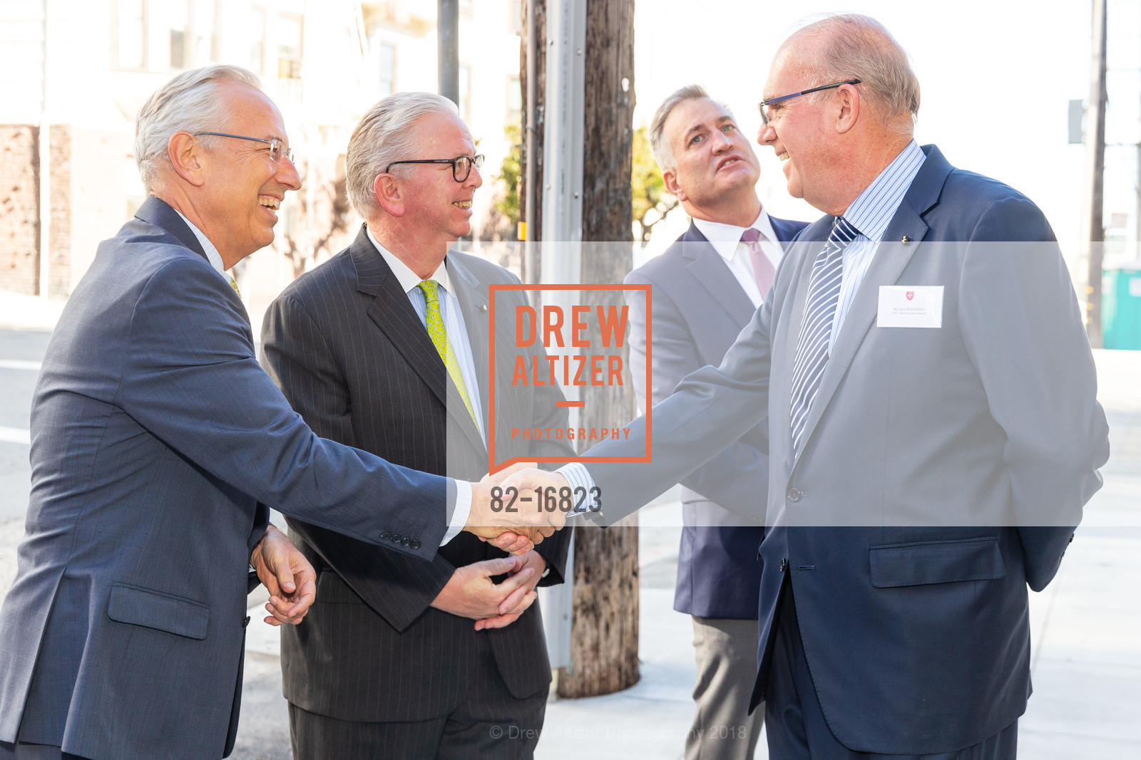 Bill Cumbelich, John Christian, John Cotter, John McInerney., Order of Malta Clinic of Northern California's 10th Anniversary Celebration and Debut of Mobile Health Clinic, 1601 Larkin Street. 1601 Larkin Street, June 20th, 2018, Photo #82-16823 Bill Cumbelich, John Christian, John Cotter, John McInerney., Photo #82-16823