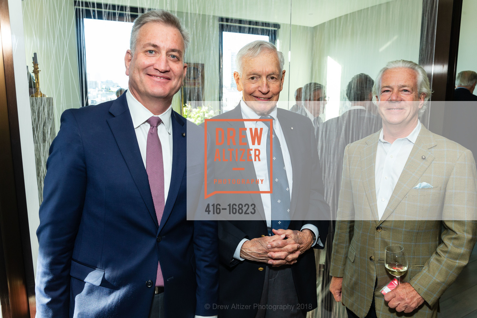 John Cotter, Mike Lambert, Justin Simpson, Order of Malta Clinic of Northern California's 10th Anniversary Celebration and Debut of Mobile Health Clinic, 1601 Larkin Street. 1601 Larkin Street, June 20th, 2018, Photo #416-16823 John Cotter, Mike Lambert, Justin Simpson, Photo #416-16823