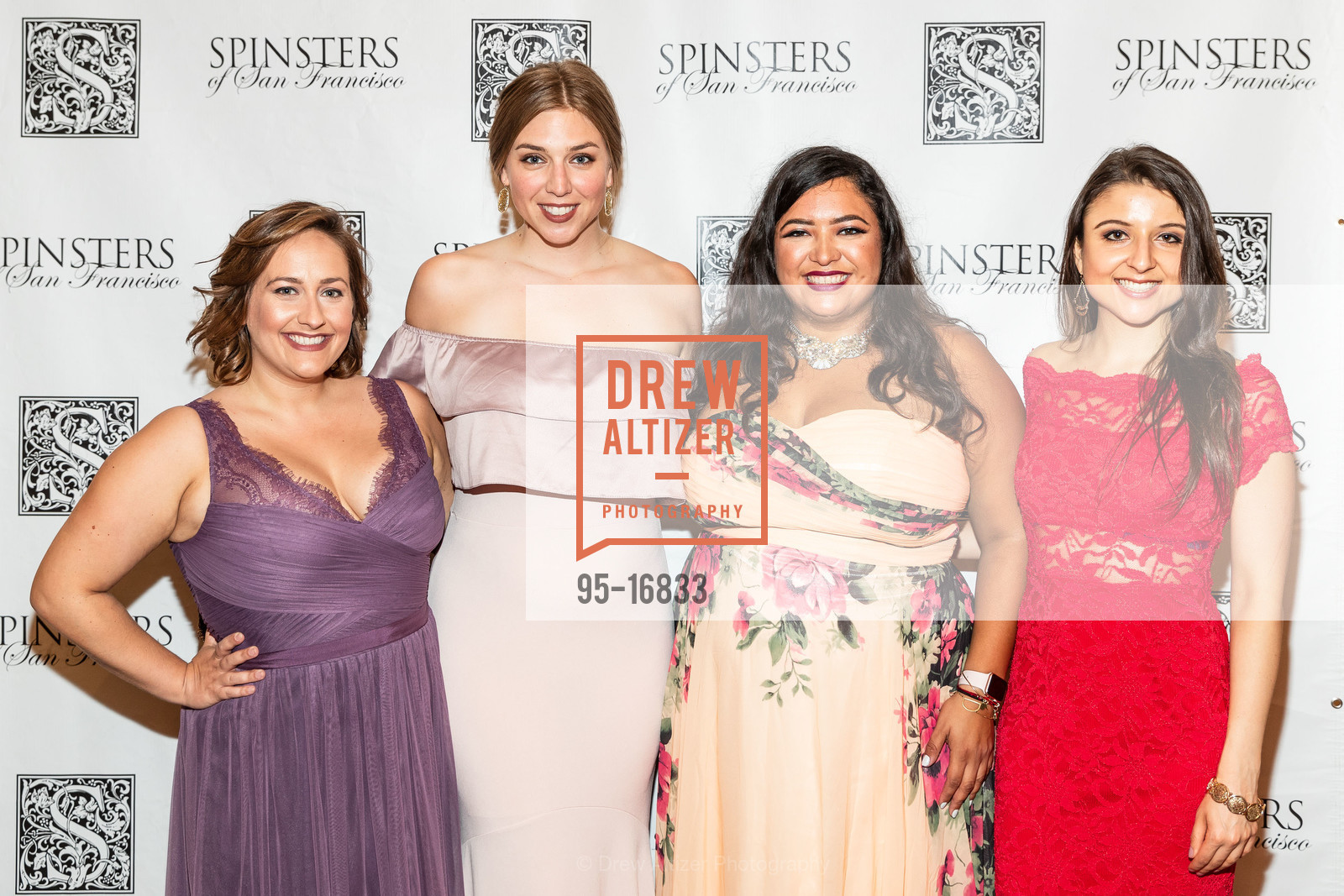 Kelsey Luoma, Alyssa Nordstrom, Deyanira Medina, Marissa Corona, Spinsters of San Francisco Annual Ball 2018, SF War Memorial House, Green Room. 301 Van Ness Ave, Photo #95-16833 Kelsey Luoma, Alyssa Nordstrom, Deyanira Medina, Marissa Corona, Photo #95-16833