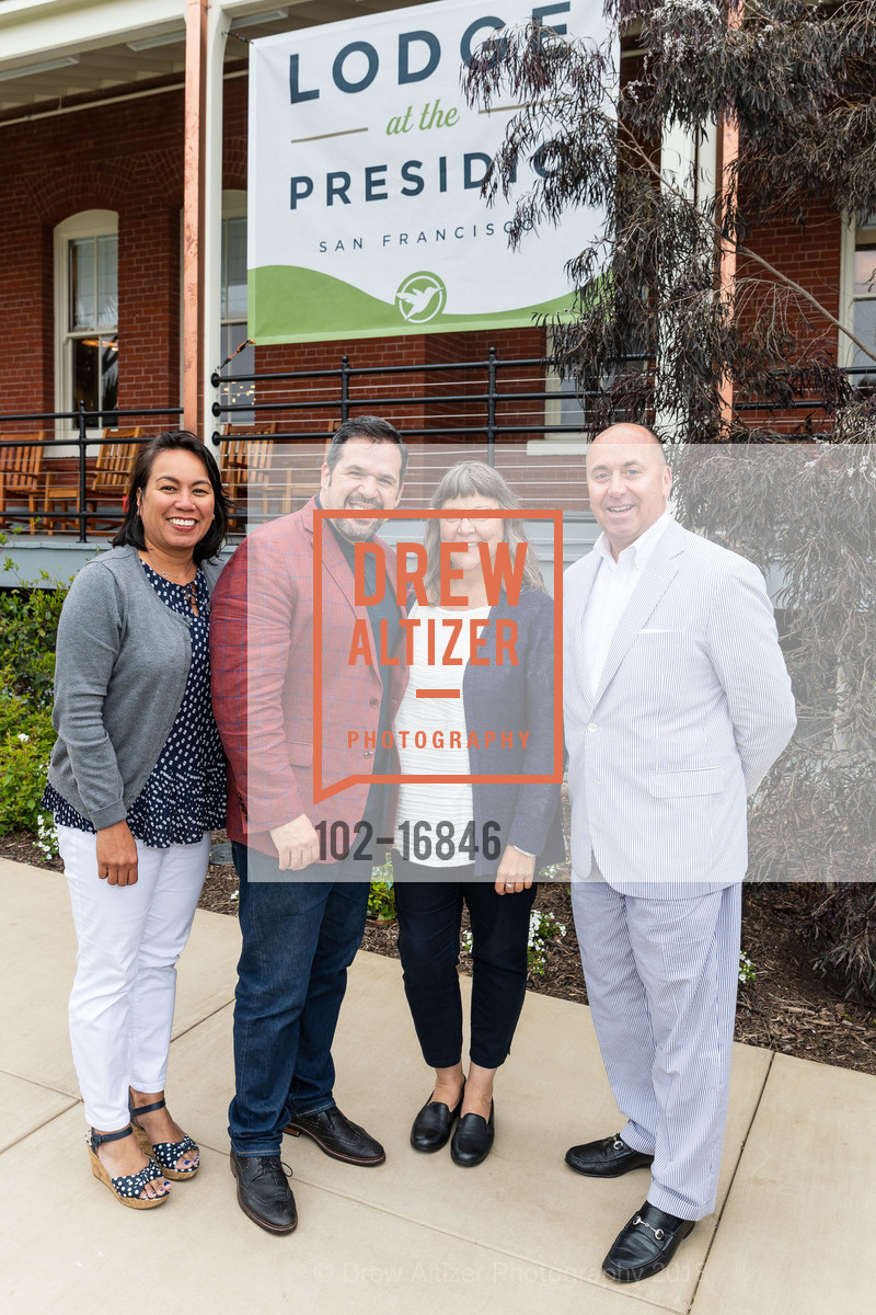 Antonette Eckert, Peter Gamez, Melanie Williams, Howard Pickett, Lodge at the Presidio Ribbon Cutting, Lodge at the Presidio. 105 Montgomery St, June 27th, 2018, Photo #102-16846 Antonette Eckert, Peter Gamez, Melanie Williams, Howard Pickett, Photo #102-16846