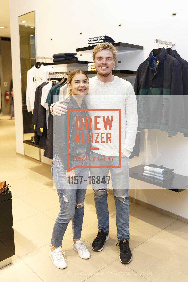 Kyla Nyhus, Mathias Wentjarvi, SF Mag at Hugo Boss, Hugo Boss Westfield. 845 Market Street, June 27th, 2018, Photo #1157-16847 Kyla Nyhus, Mathias Wentjarvi, Photo #1157-16847