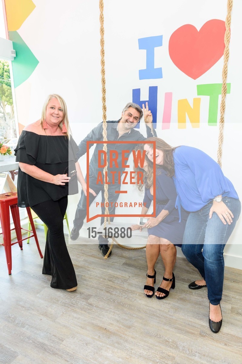 Lori Puccinelli Stern, Hooman Khalili, Anne Breza, Kelley O'Brien, hint Water Bar Grand Opening Celebration, hint Water Bar. 2124 Union Street, July 12th, 2018, Photo #15-16880 Lori Puccinelli Stern, Hooman Khalili, Anne Breza, Kelley O'Brien, Photo #15-16880