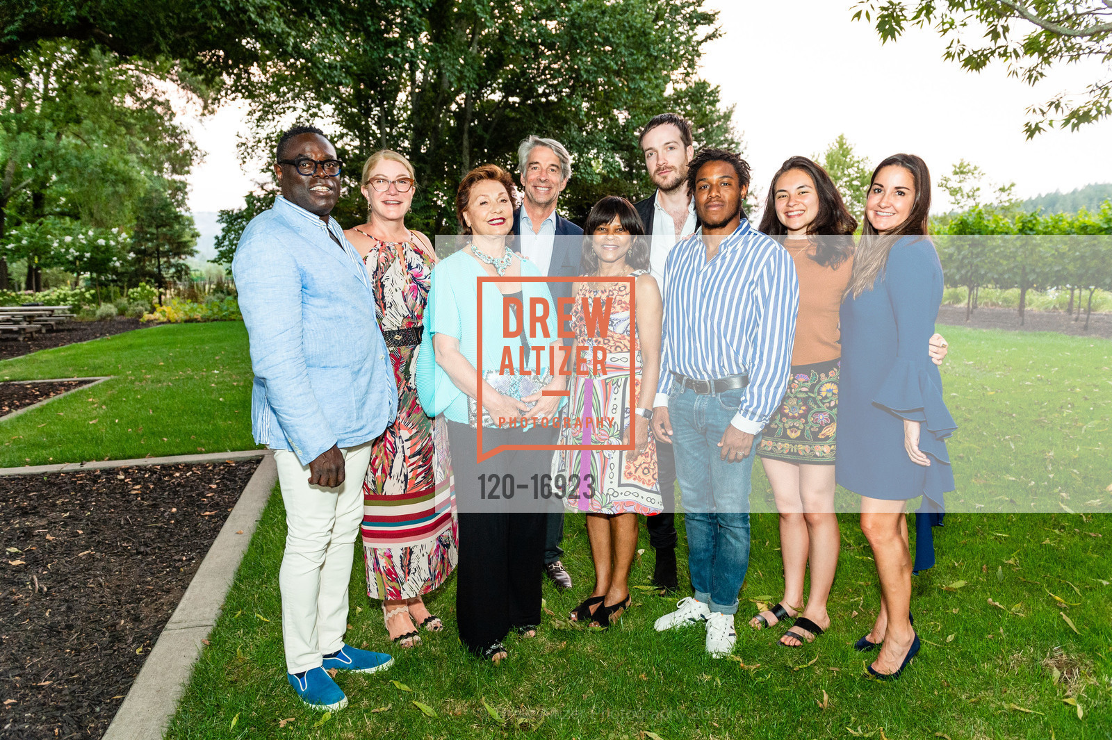 LeMel Humes, Suzanne Deal Booth, Maria Manetti Shrem, Steve Adamson, Susan Adamson, Noah Humes, Raber Tolvi, Colin Doyle, Lora Reynolds, Festival Napa Valley 2018 Patron Dinner at Frank Family Vineyards, Frank Family Vineyard. 1091 Larkmead Lane, July 25th, 2018, Photo #120-16923 LeMel Humes, Suzanne Deal Booth, Maria Manetti Shrem, Steve Adamson, Susan Adamson, Noah Humes, Raber Tolvi, Colin Doyle, Lora Reynolds, Photo #120-16923