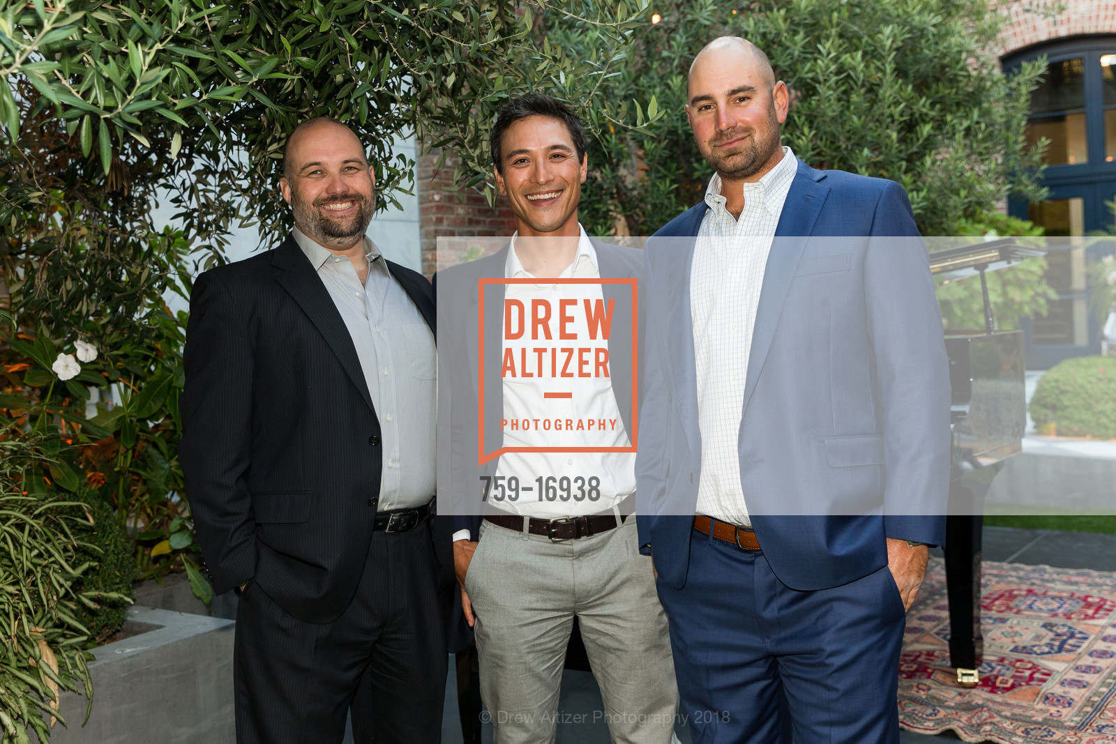 Sean McMurray, Hawkeye King, Benjamin Mercer, BRAVO! Club Gala Launch Party, The Battery. 717 Battery Street, August 2nd, 2018, Photo #759-16938 Sean McMurray, Hawkeye King, Benjamin Mercer, Photo #759-16938