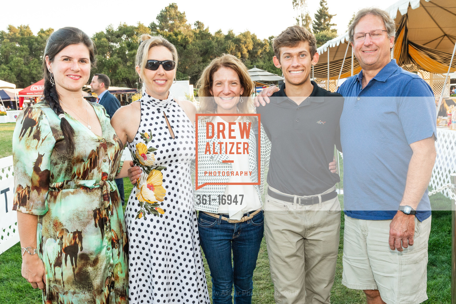 Laura Patterson, Krista Lafayette, Patty Hunsader, Grant Hunsader, Steve Hunsader, Gala Menlo Charity Stephen Silver $40,000 Grand Prix 2018, Menlo Circus Club. 90 Park Lane, August 10th, 2018, Photo #361-16947 Laura Patterson, Krista Lafayette, Patty Hunsader, Grant Hunsader, Steve Hunsader, Photo #361-16947